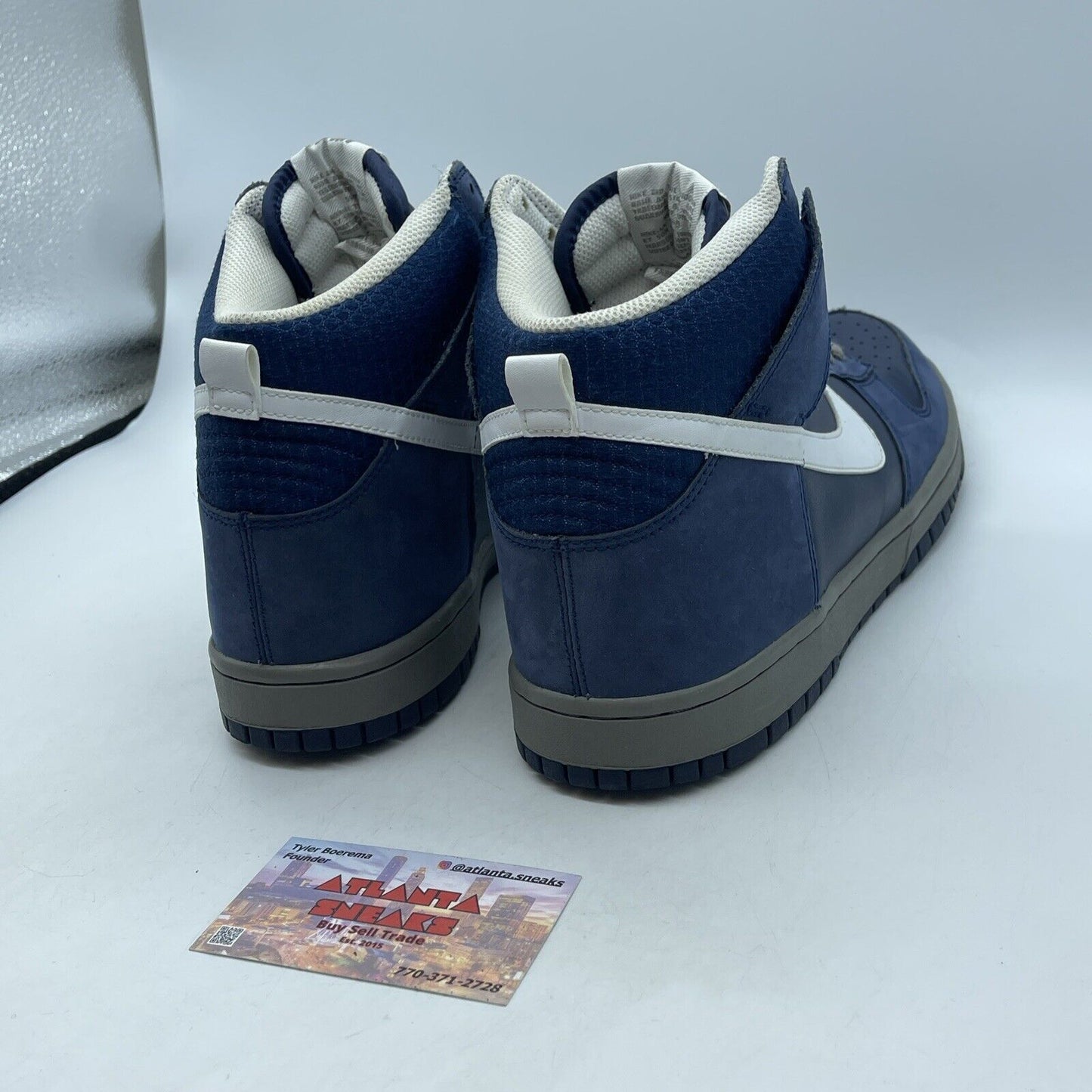 Size 10 - Nike Dunk High Blue White Grey Black Leather Suede (317982-401)