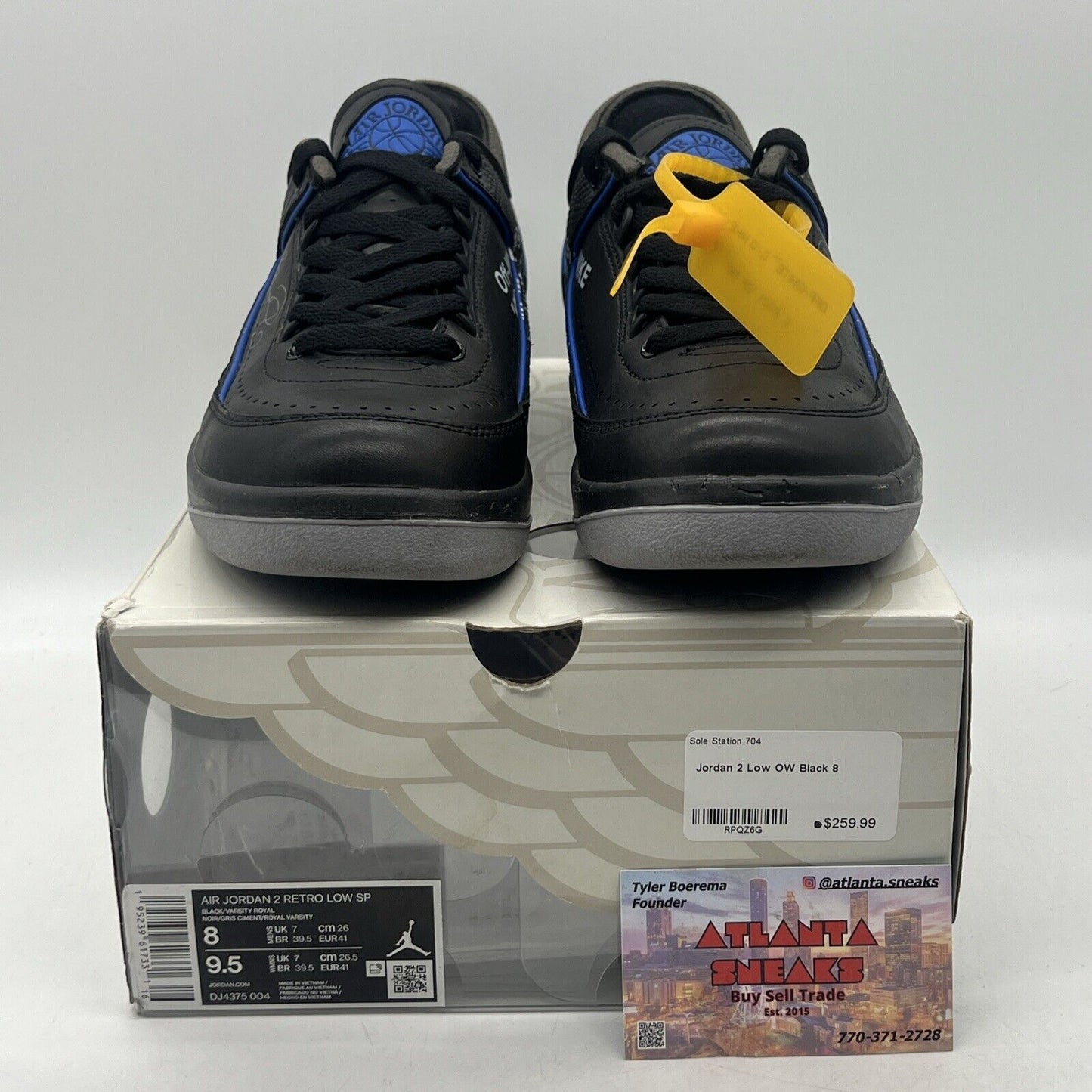 Size 8 - Off-White x Air Jordan 2 Retro SP Low Black Varsity Royal (DJ4375-004)