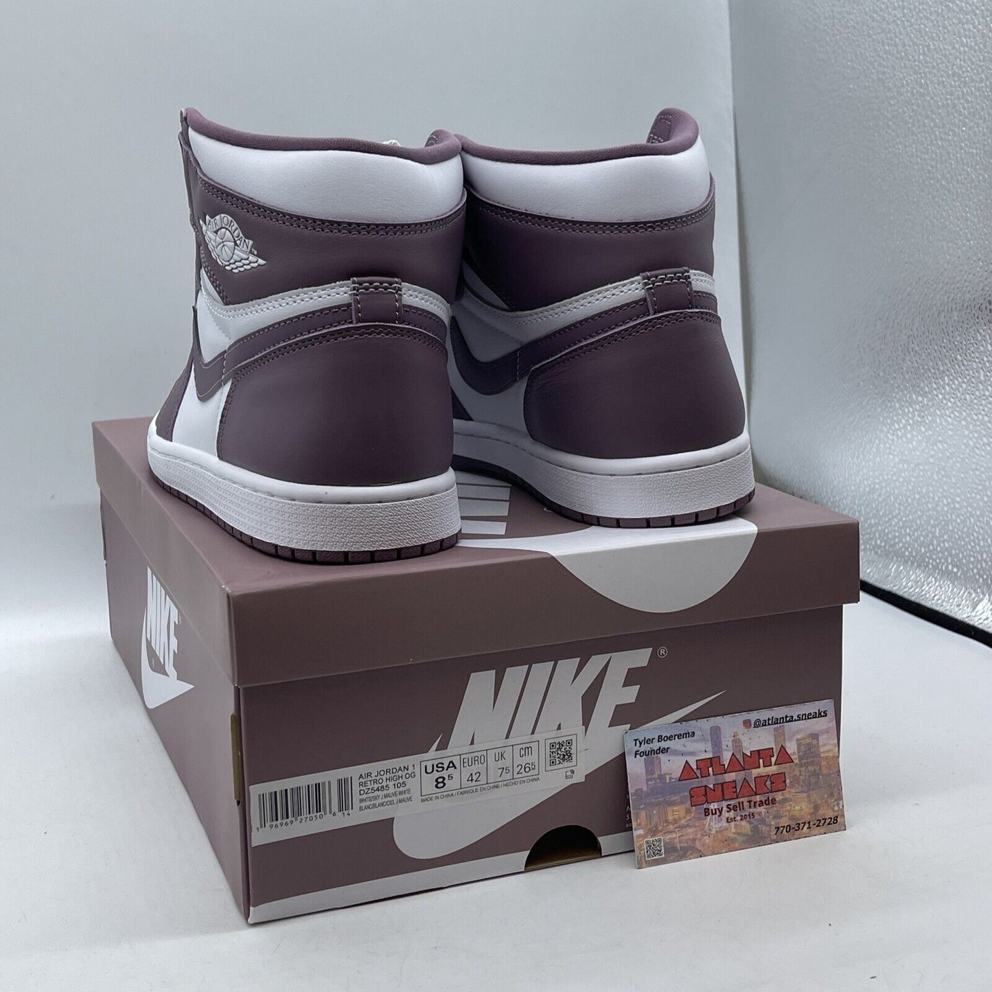 Size 8.5 - Air Jordan 1 Retro OG High Mauve Purple White Leather (DZ5485-105)