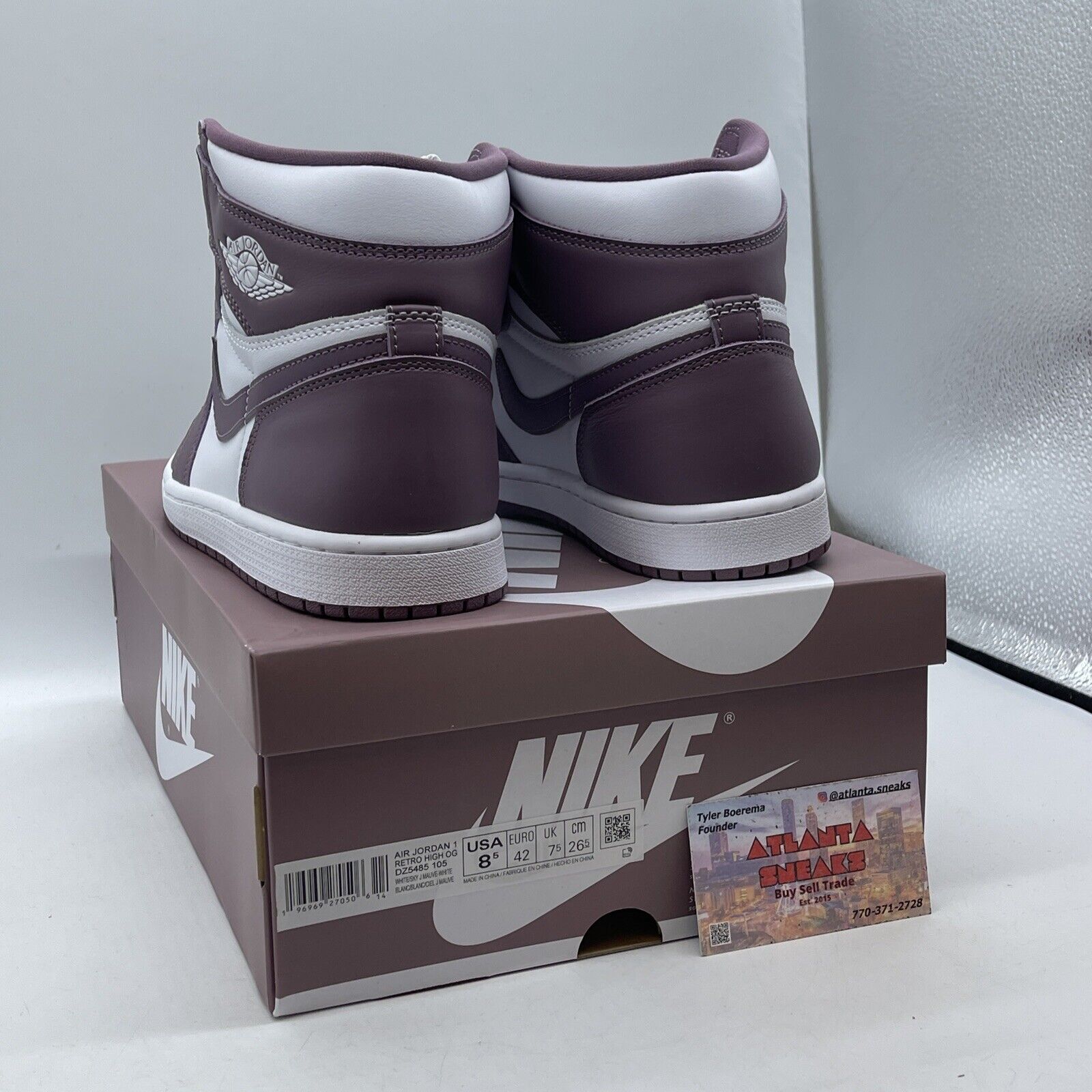 Size 8.5 - Air Jordan 1 Retro OG High Mauve Purple White Leather (DZ5485-105)