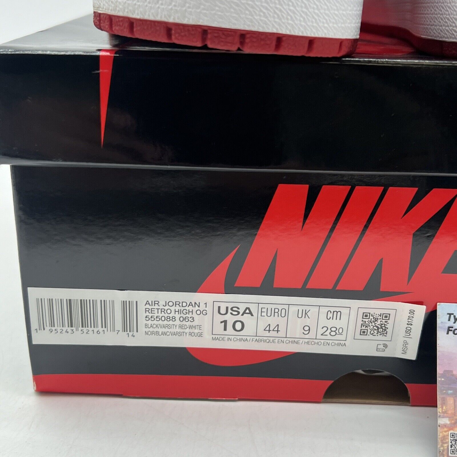 Size 10 - Jordan 1 Retro OG High Patent Bred Black White Red (555088-063)
