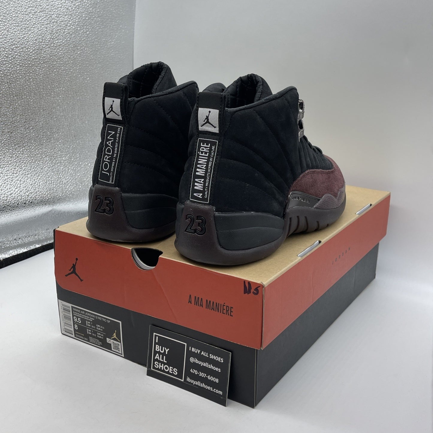 Size 9.5W - Jordan 12 Retro SP x A Ma Maniere Mid Black Suede (DV6989-001)