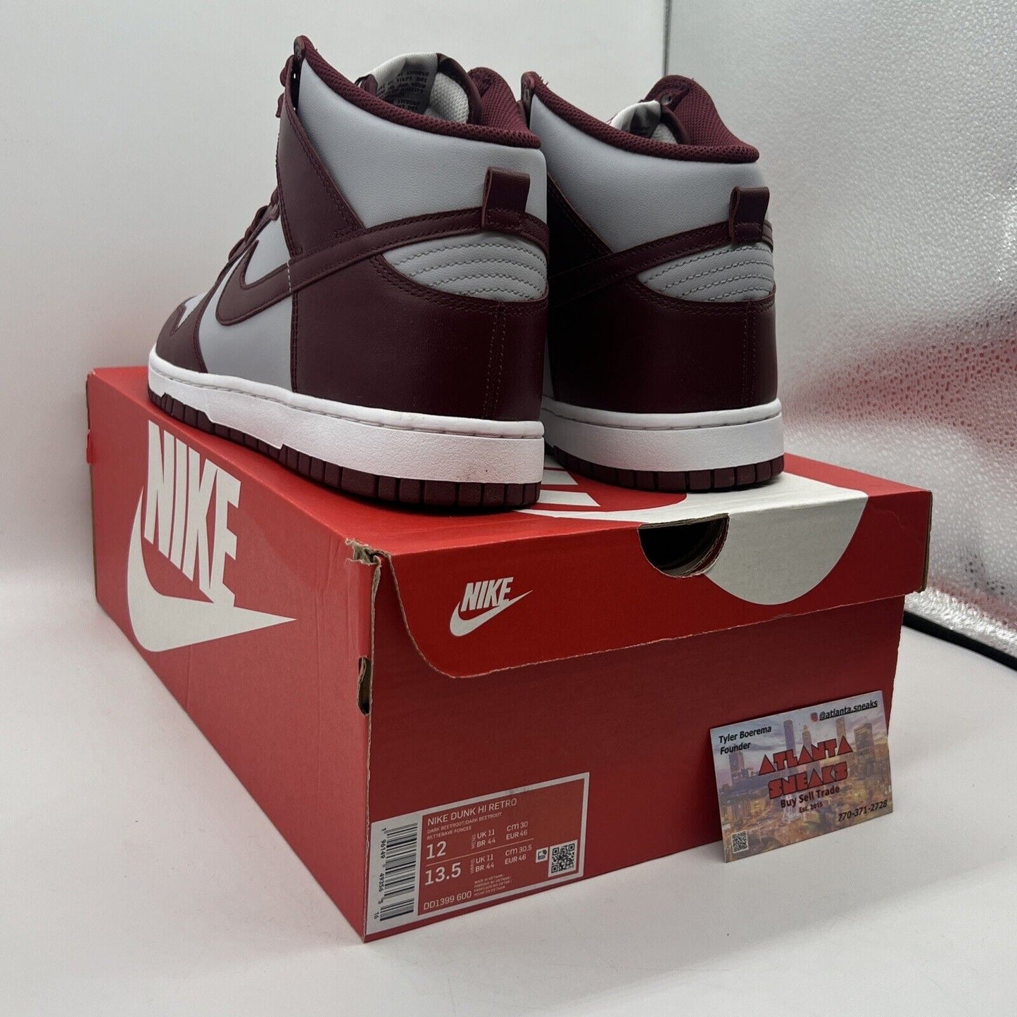 Size 12 - Nike Dunk High Dark Beetroot Brand New Og All Grey