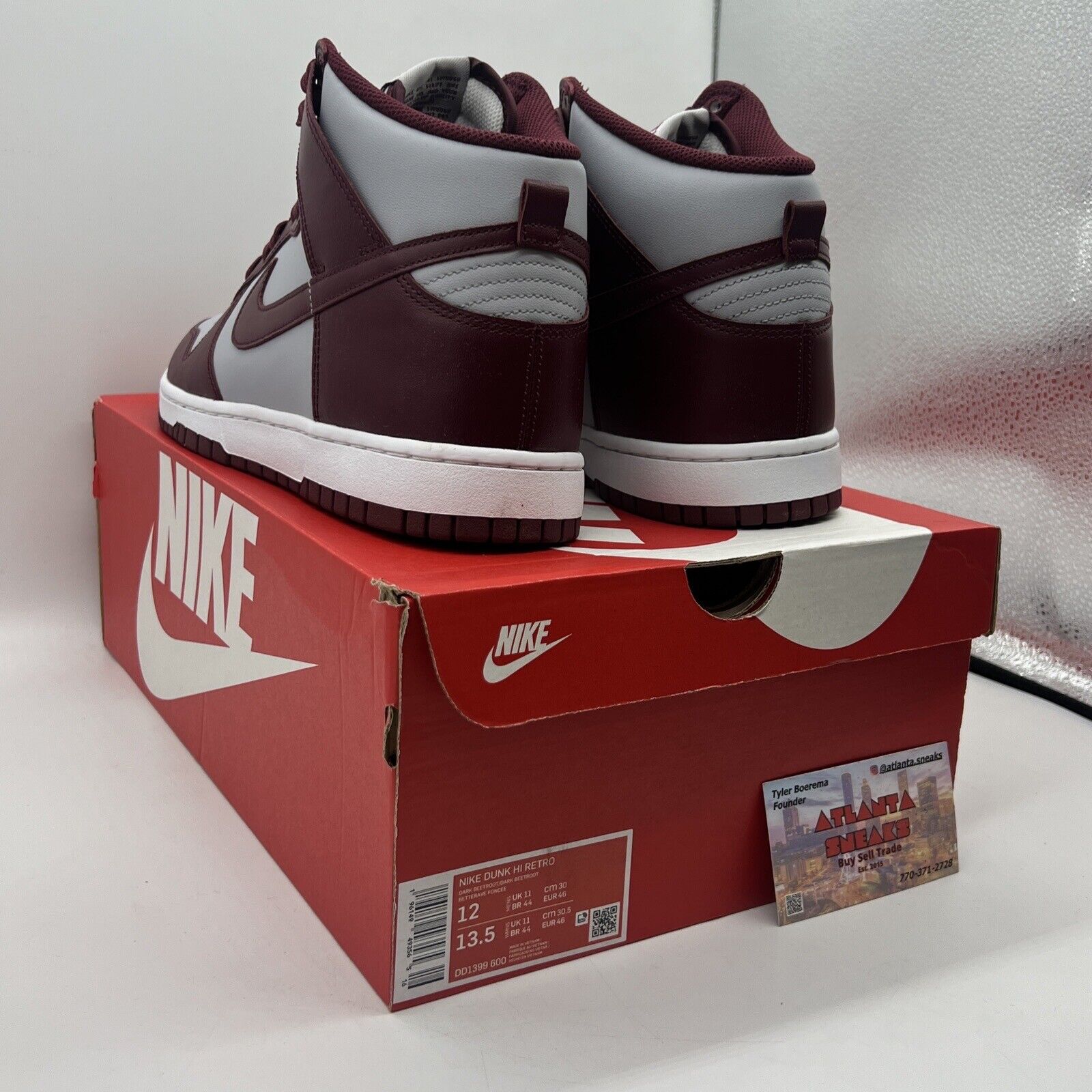 Size 12 - Nike Dunk High Dark Beetroot Brand New Og All Grey