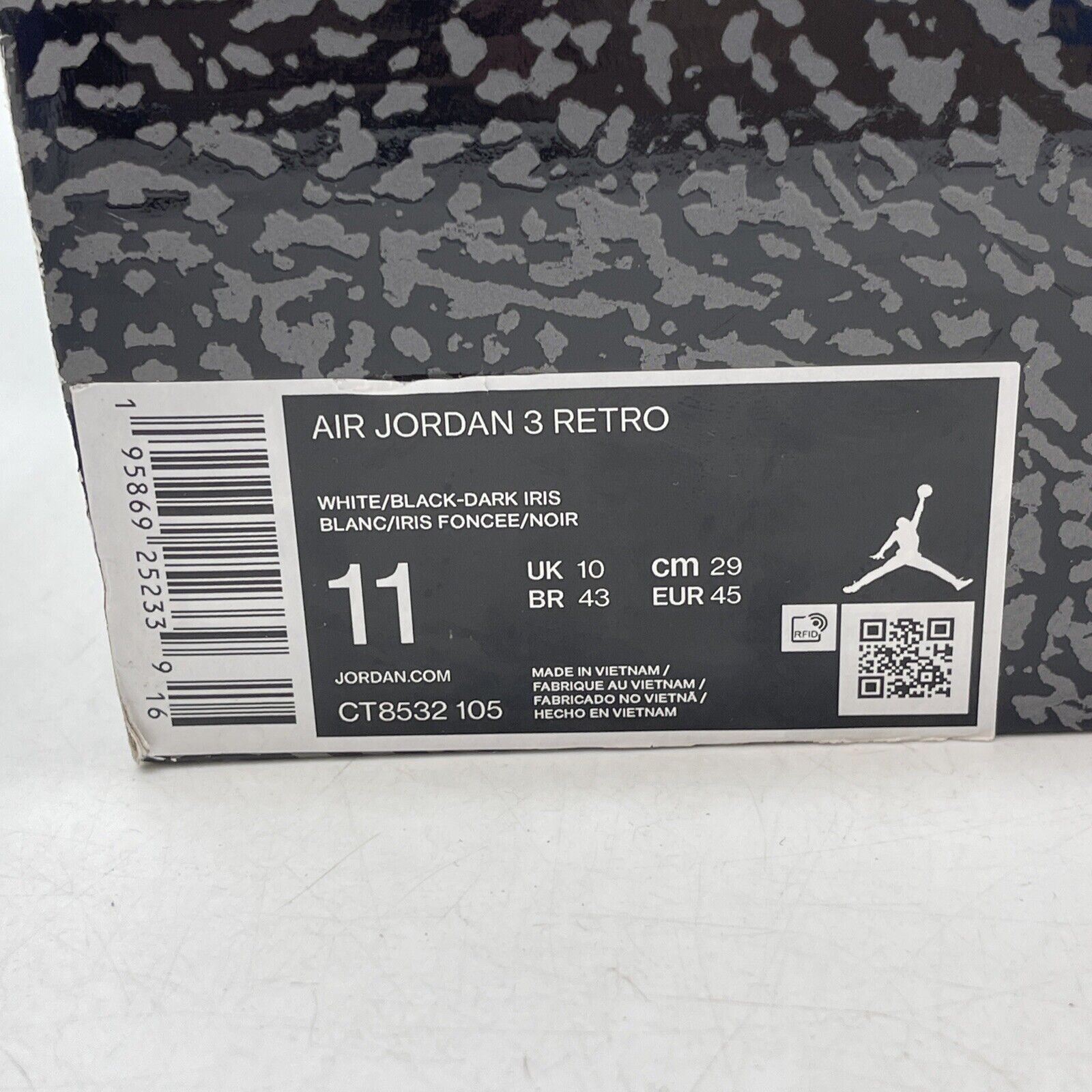 Size 11 - Jordan 3 Retro Mid Dark Iris White Grey Black Suede (CT8532-105)