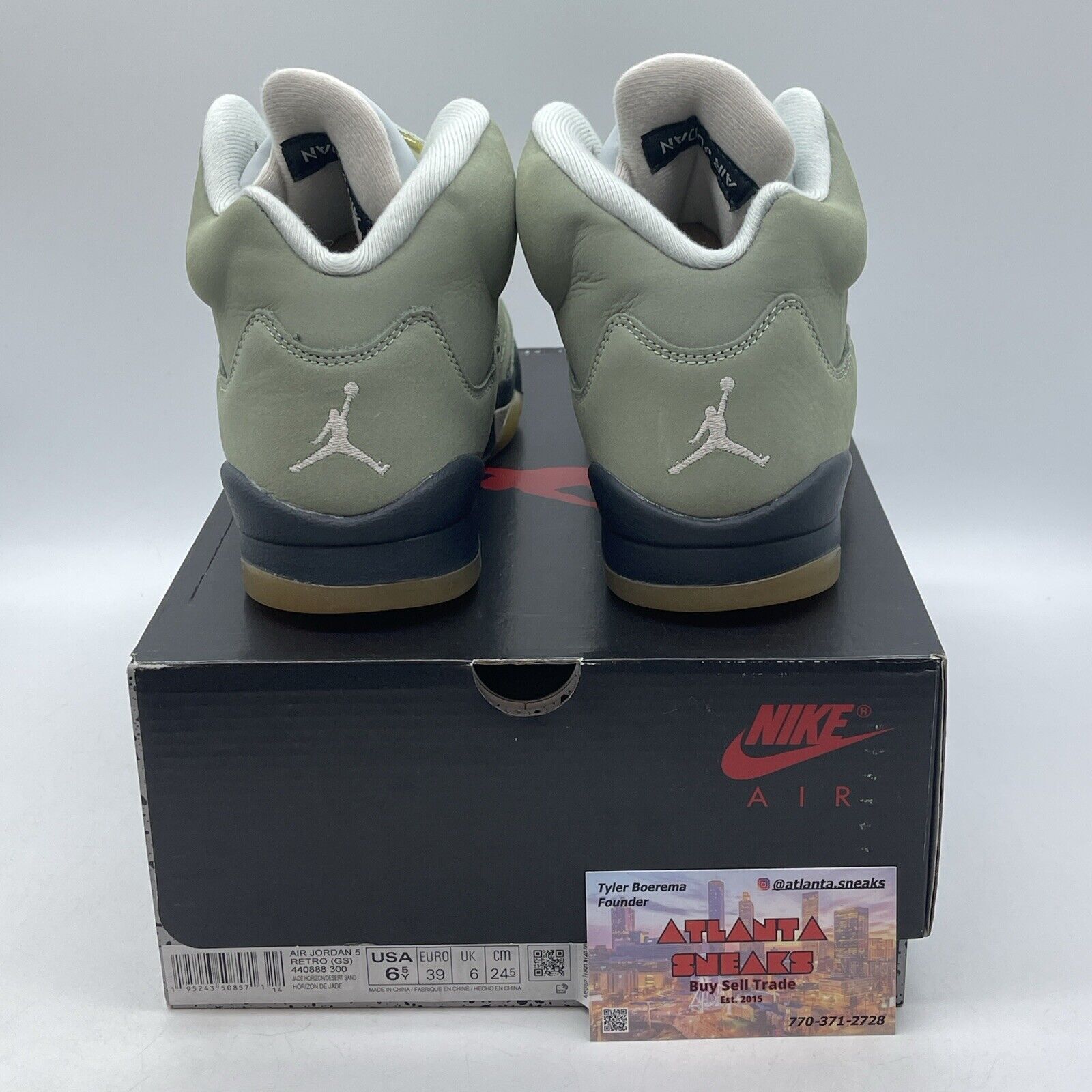 Size 6.5Y - Jordan 5 JADE HORIZON 2022 Black Silver Grey (440888-300)