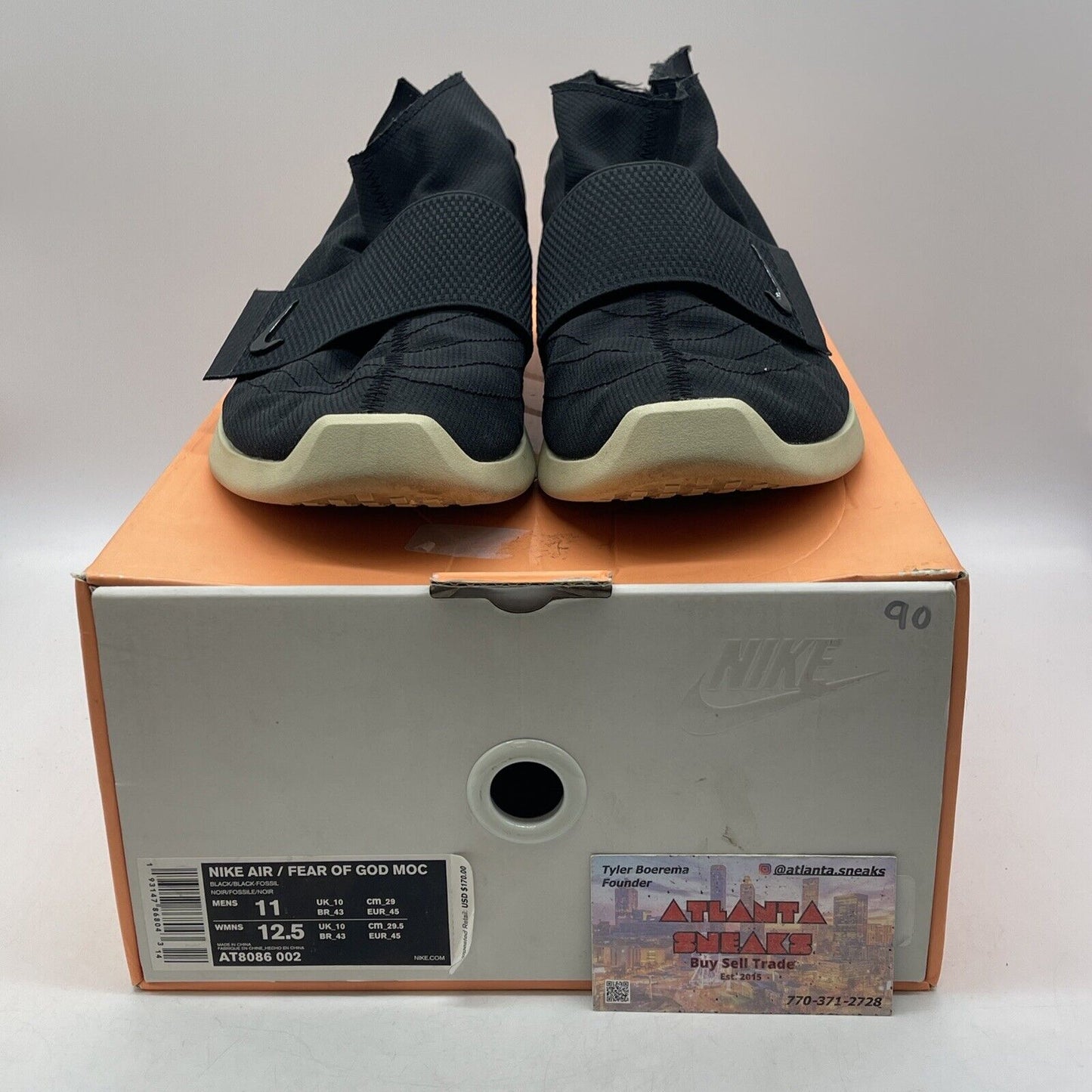 Size 11 - Nike Air Fear Of God Moc Black Suede Brown Leather (AT8086-002)