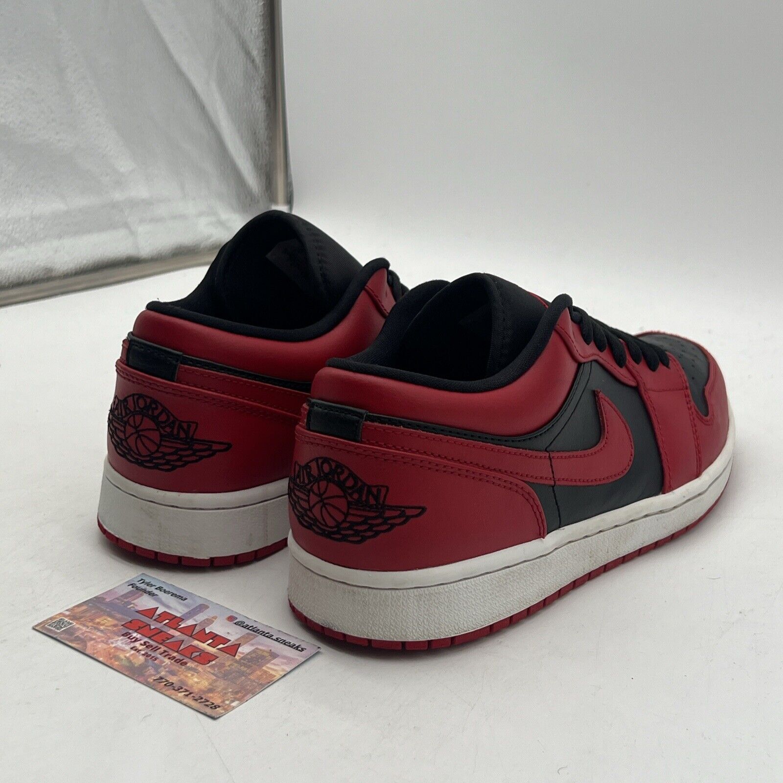 Size 9 - Air Jordan 1 Low Reverse Bred Black White Red Leather (553558-606)