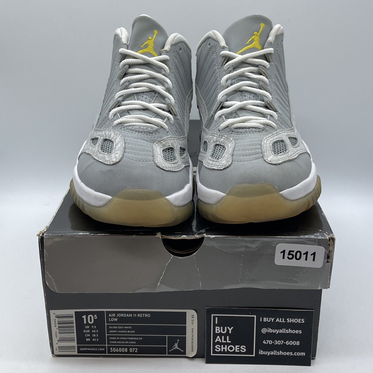 Size 10.5 - Air Jordan 11 Retro IE Low Silver Grey Suede (306008-072)