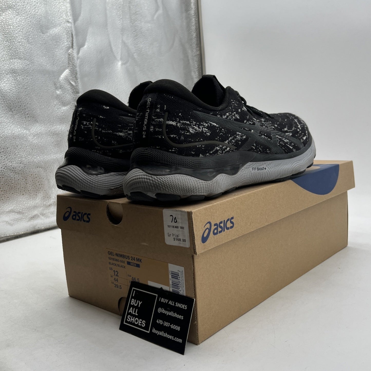 Size 12 - ASICS GEL-NIMBUS™ 24 MK Running Shoes in Black/Black (1011B360-002)