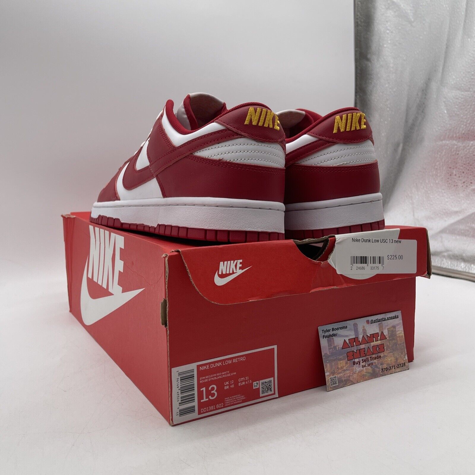 Size 13 - Nike Dunk Low Gym Red White Yellow Leather (DD1391-602)