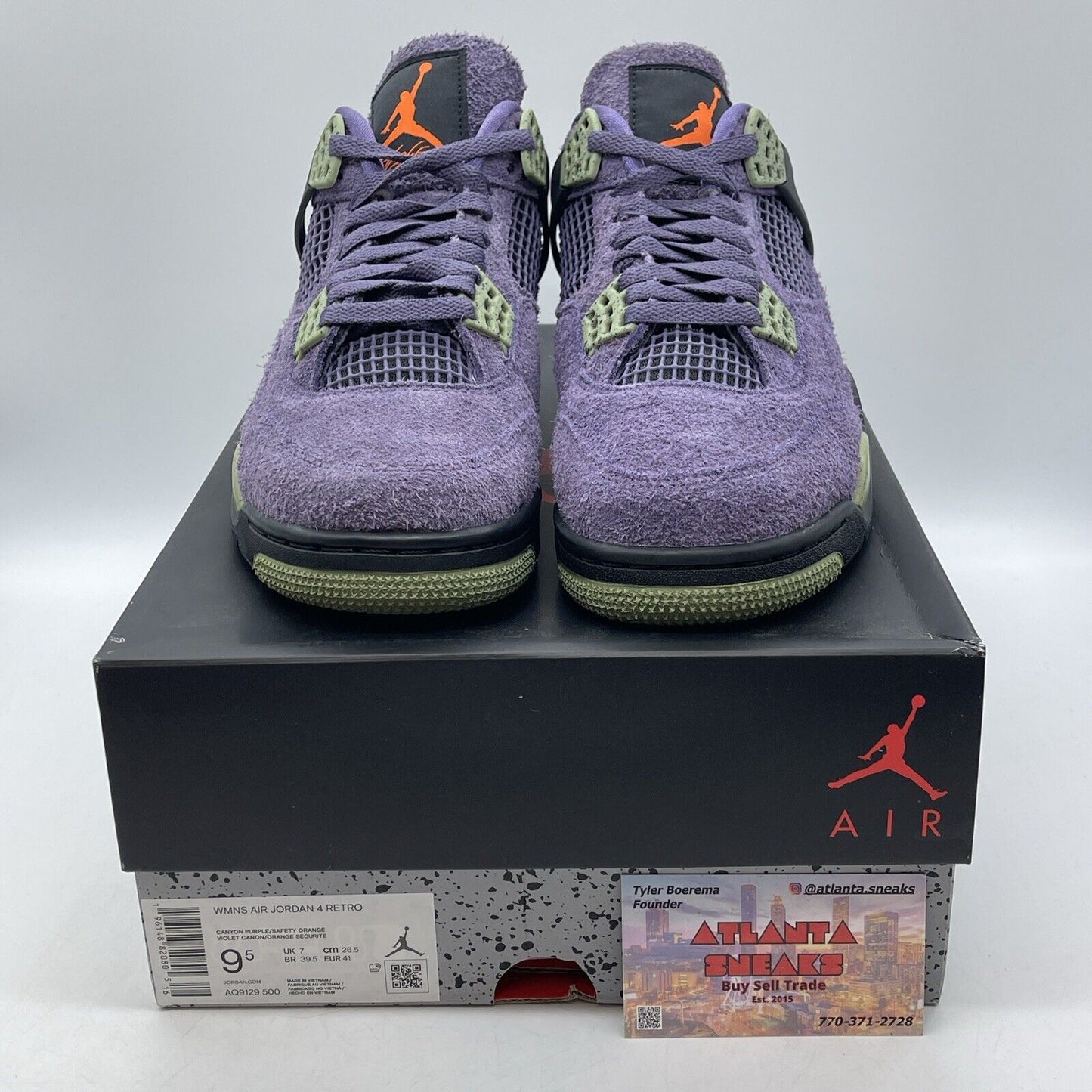 Size 9.5W - Jordan 4 Retro Canyon Purple Green Black White Suede (AQ9129-500)