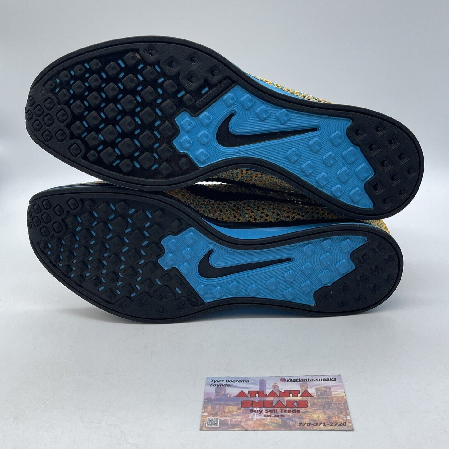 Size 11 - Nike Flyknit Racer Sherbet Yellow Blue Black (526628-800)