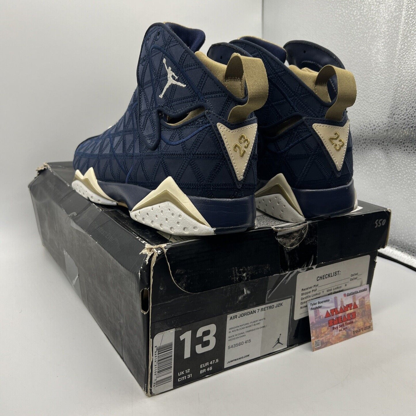 Size 13 - Air Jordan 7 Retro J2K Navy Tan White Suede (543560-414)