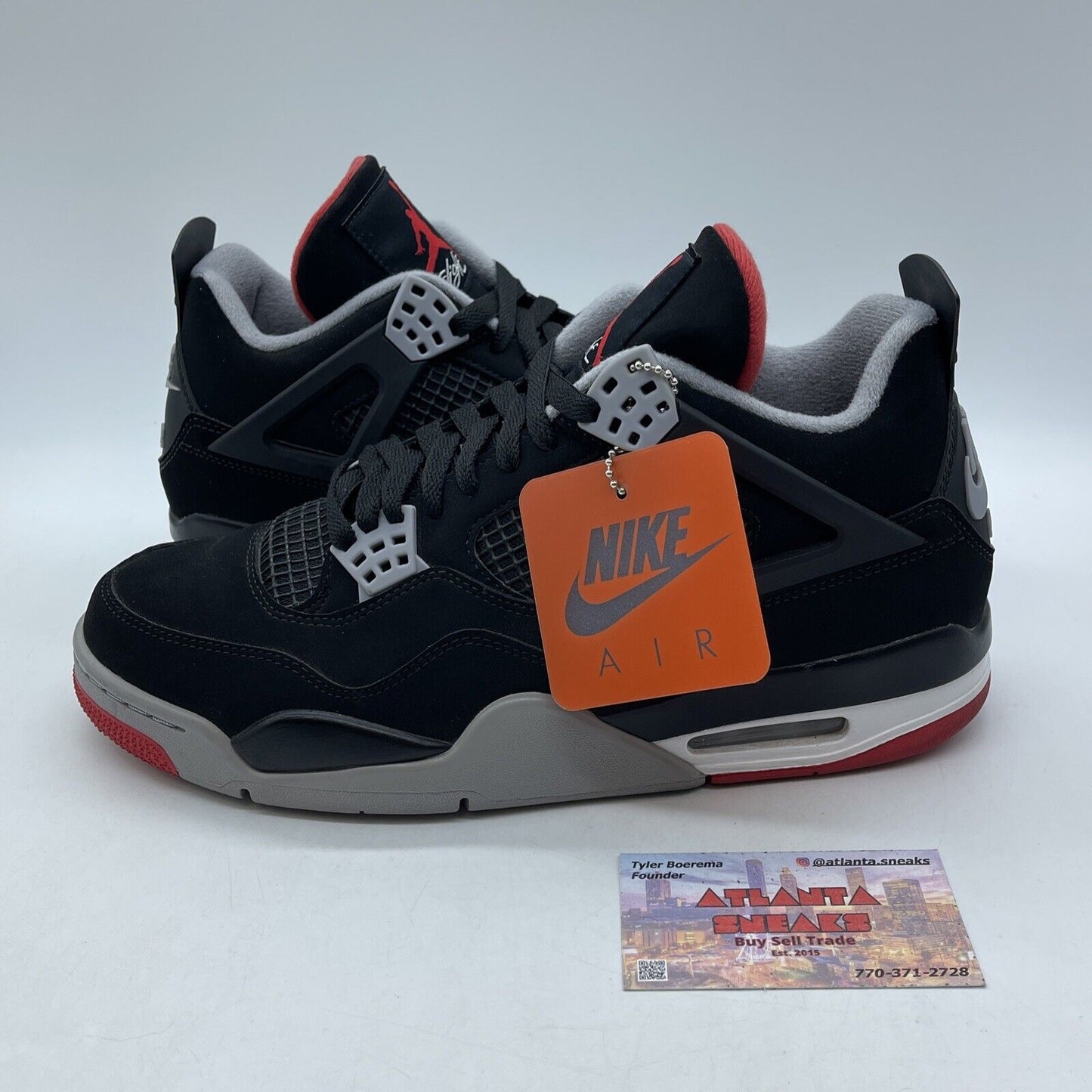 Size 10 - Jordan 4 Retro OG Mid Bred Grey Red White Black Suede (308497-060)