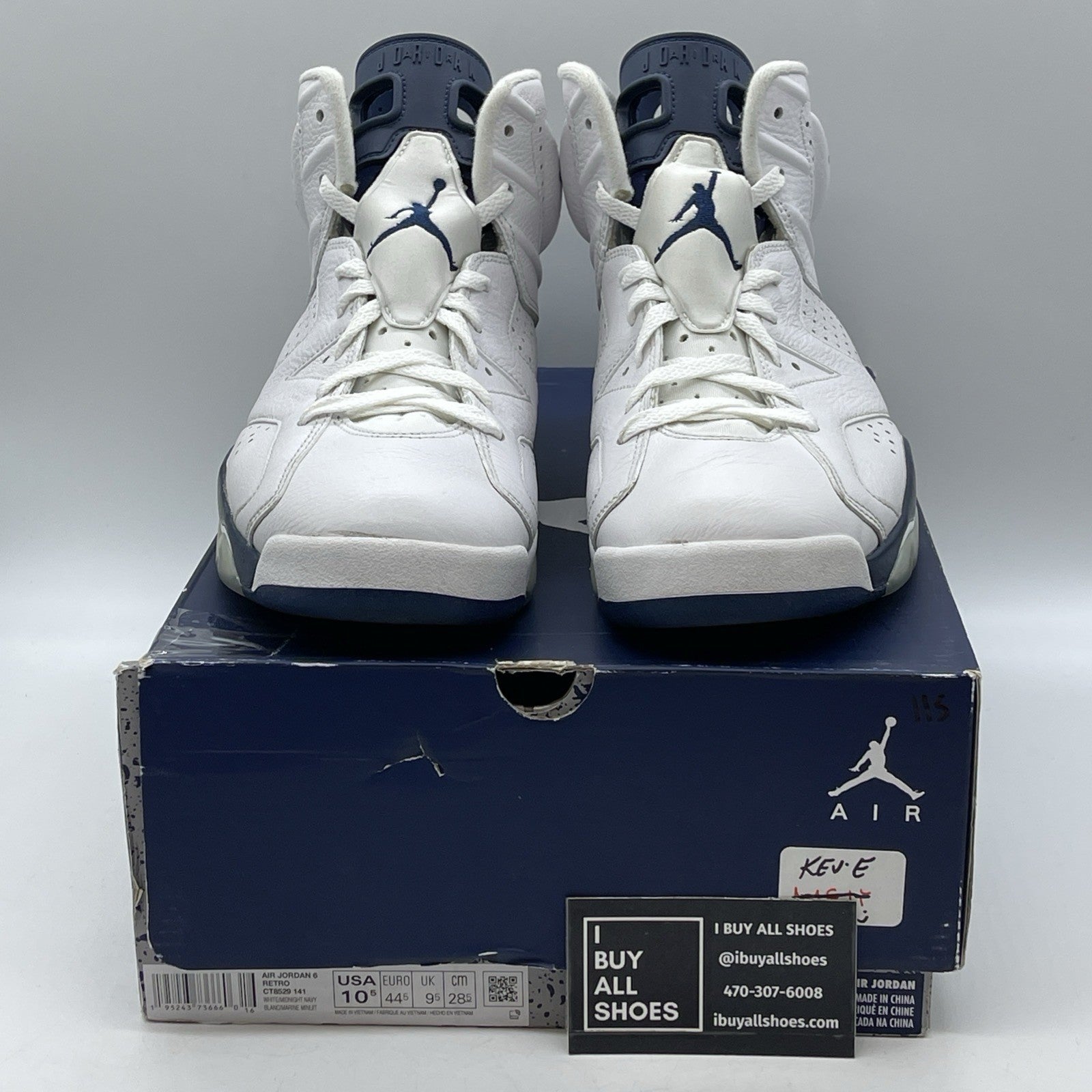 Size 10.5 - Jordan 6 Retro Midnight Navy White Leather (CT8529-141)