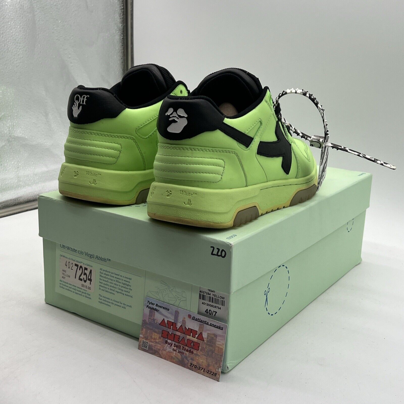 Size 9.5 - Off-White Out of Office Low Fluo Green Yellow Black