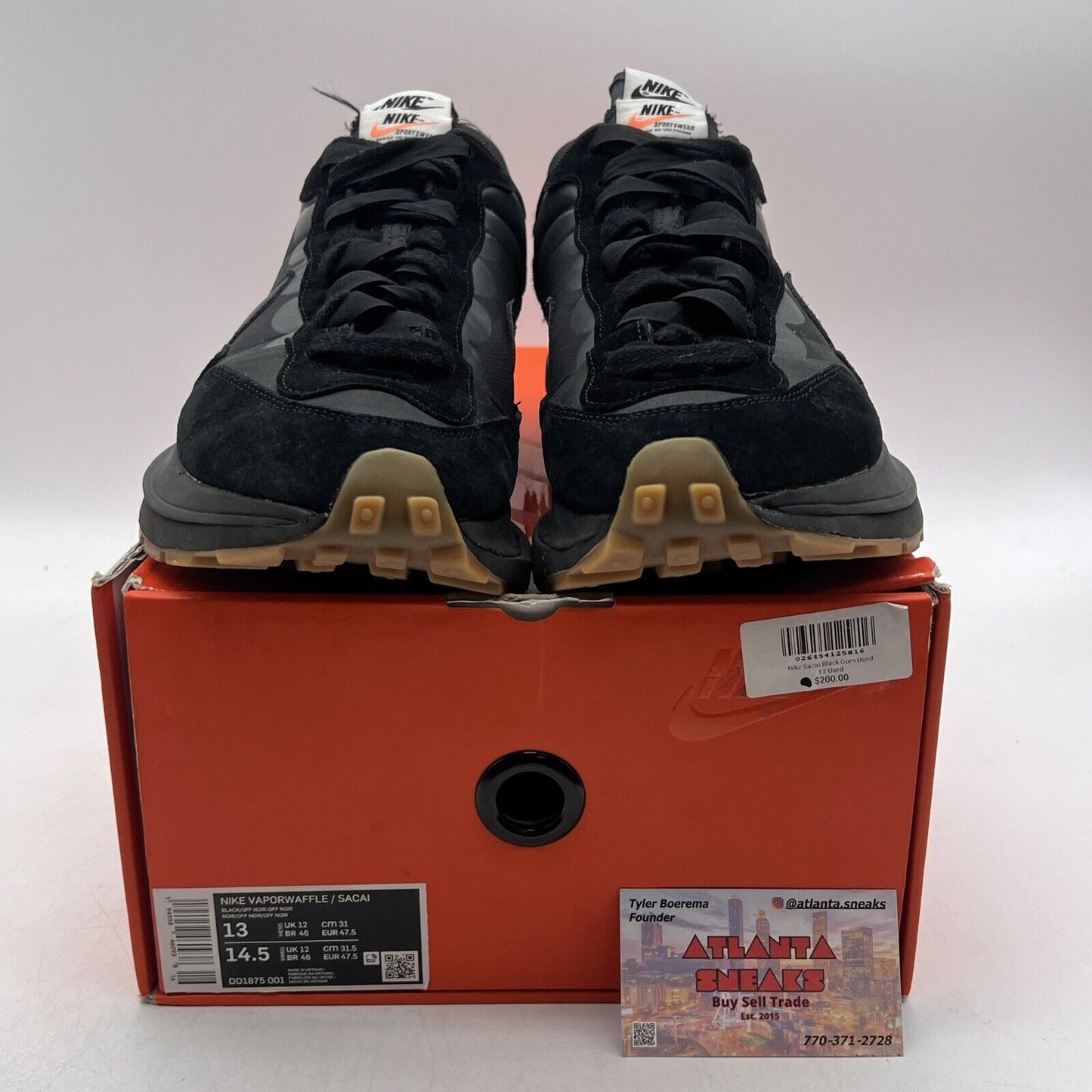 Size 13 - Nike VaporWaffle x Sacai Black Suede Gum (DD1875-001)
