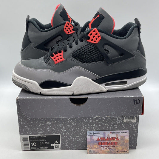 Size 10 - Jordan 4 Retro Mid Infrared Black Leather Grey Suede (DH6927-061)