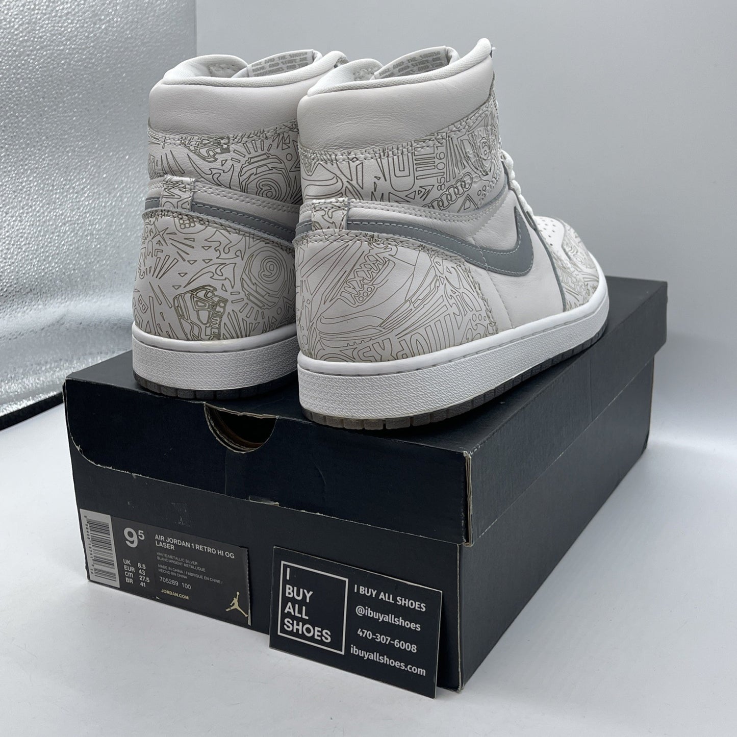 Size 9.5 - Air Jordan 1 Retro OG High Laser White Grey Suede (705289-100)
