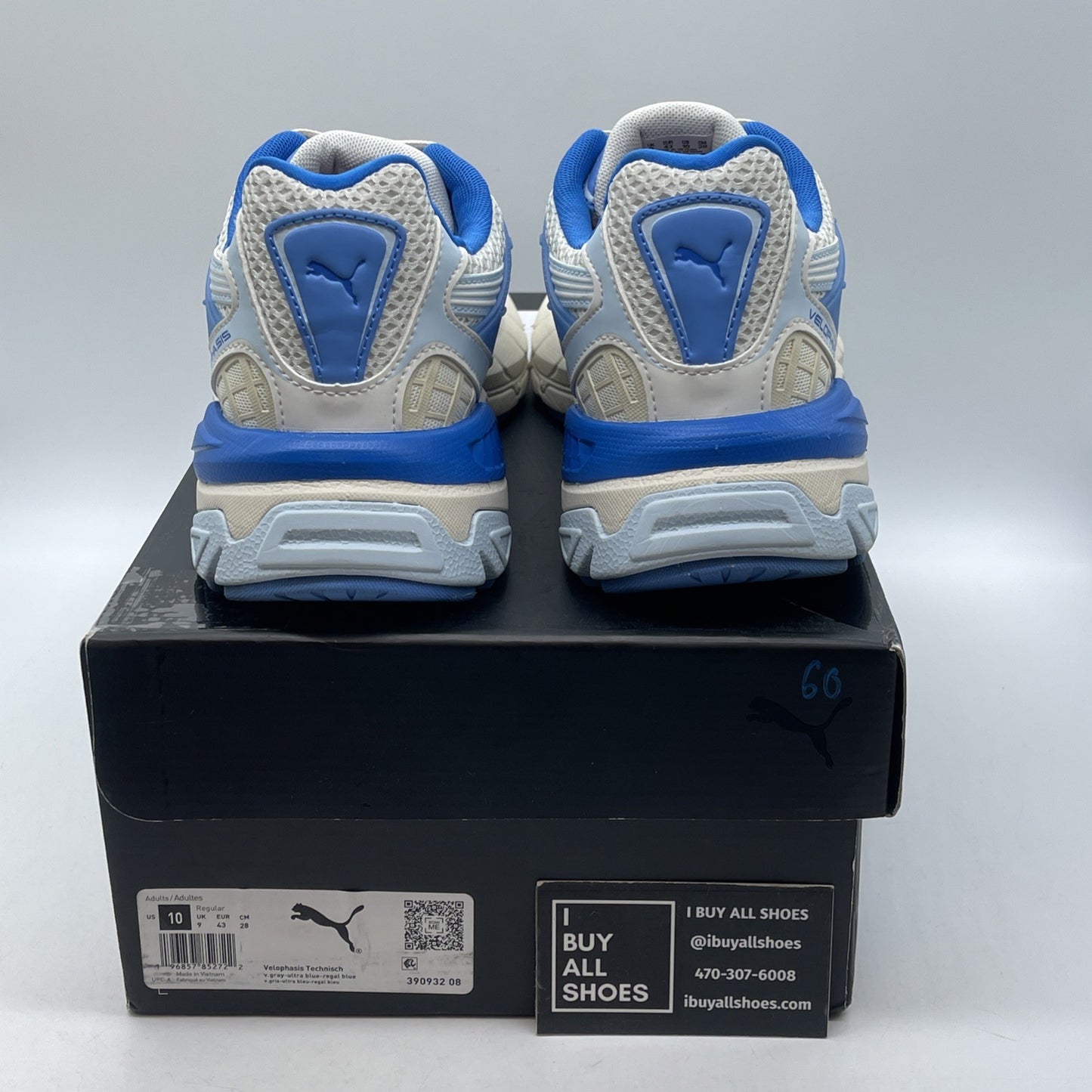 Size 10 - Puma Running Blue Ivory Velophasis Technisch Suede (390932-08)