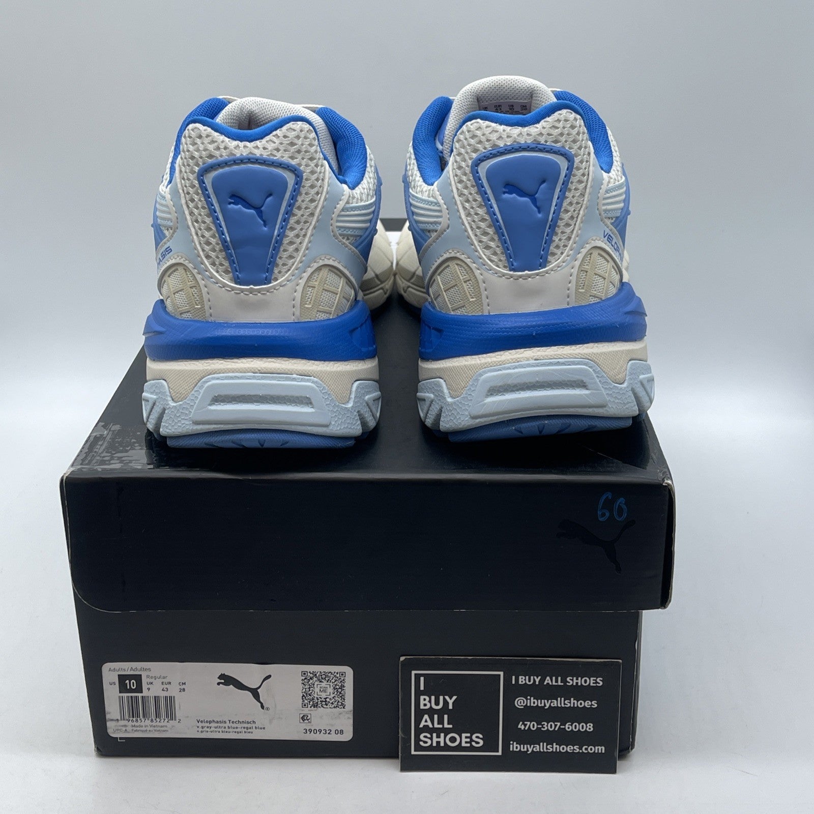 Size 10 - Puma Running Blue Ivory Velophasis Technisch Suede (390932-08)
