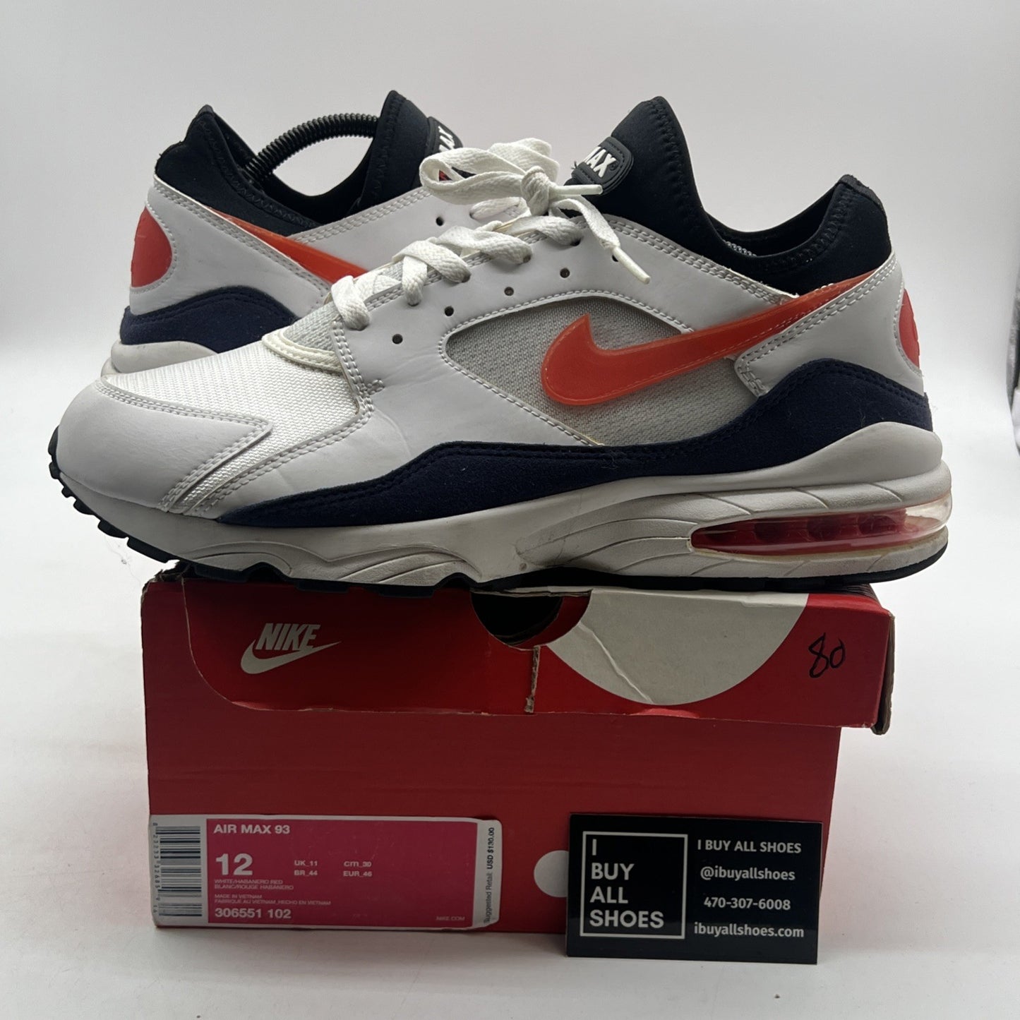 Size 12 - Nike Air Max 93 OG Flame Red (306551-102)