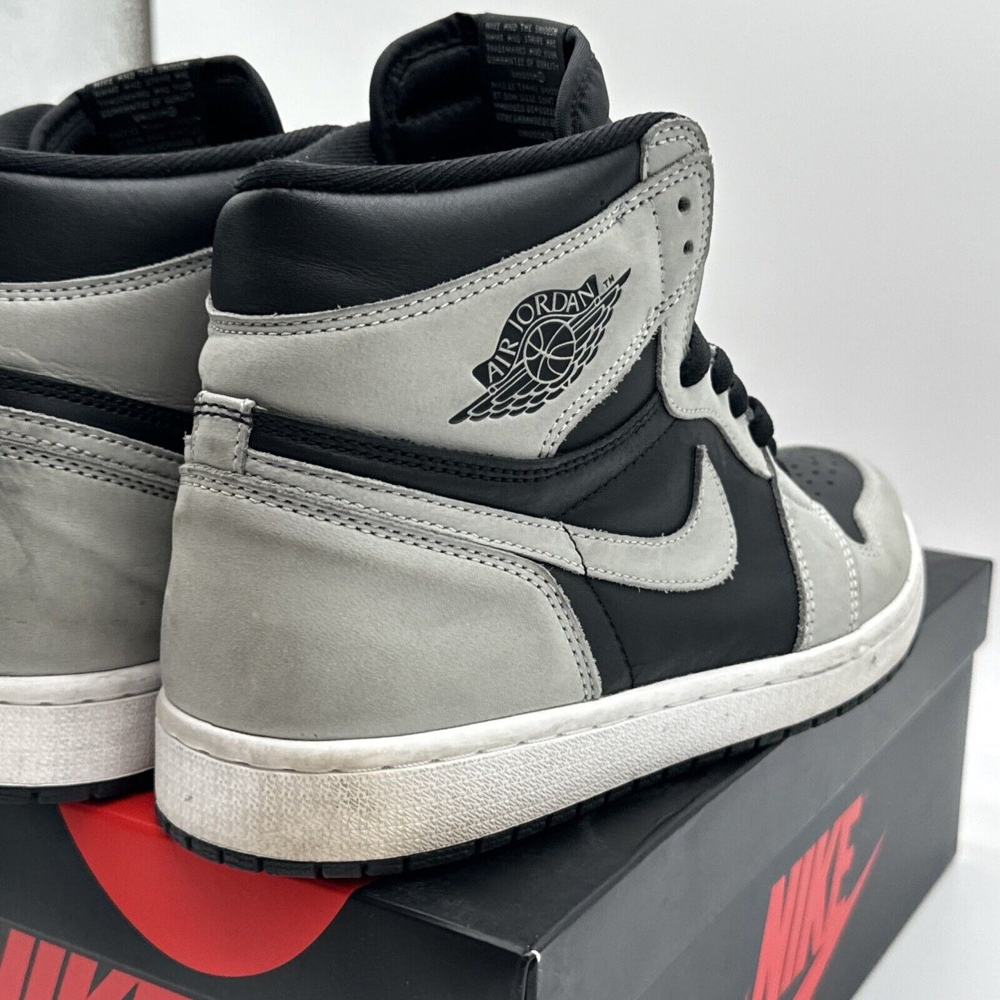 Size 10 - Jordan 1 Retro OG High Shadow 2.0 Grey Black Suede White All Stars