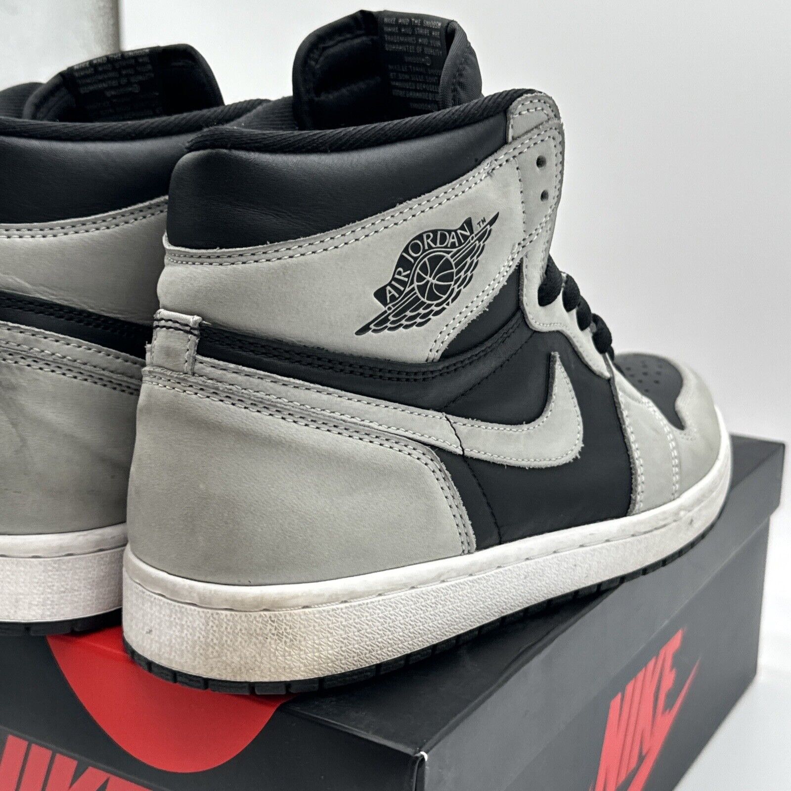 Size 10 - Jordan 1 Retro OG High Shadow 2.0 Grey Black Suede White All Stars