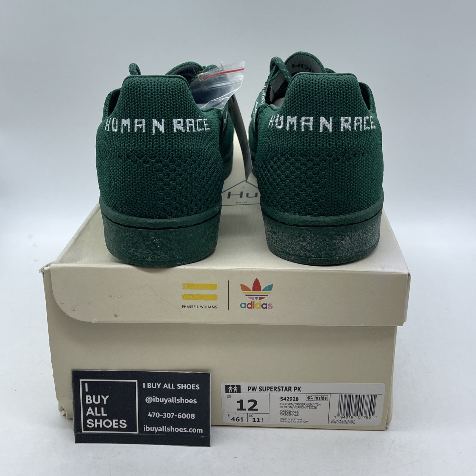 Size 12 - Adidas Pharrell x Superstar Primeknit Dark Green (S42928)