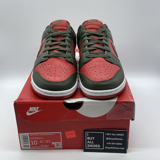 Size 10 - Nike Dunk Low Cargo Khaki Mystic Red Green Leather (DV0833-600)