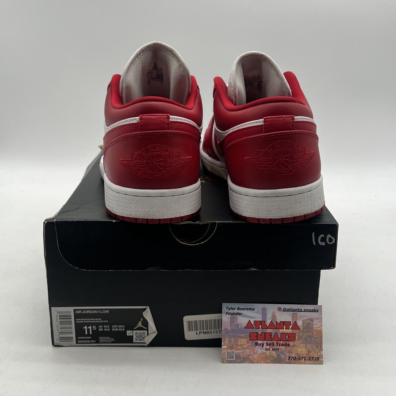 Size 11.5 - Air Jordan 1 Low Gym Red White Leather (553558-611)