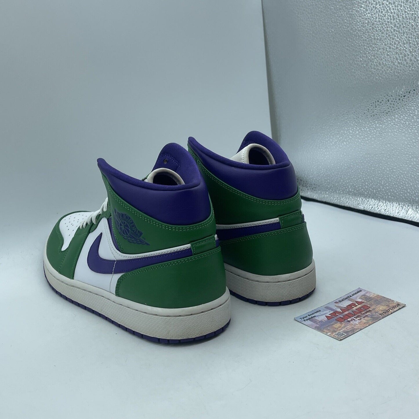 Size 10 - Air Jordan 1 Mid Hulk Purple Green White Leather (554724-300)