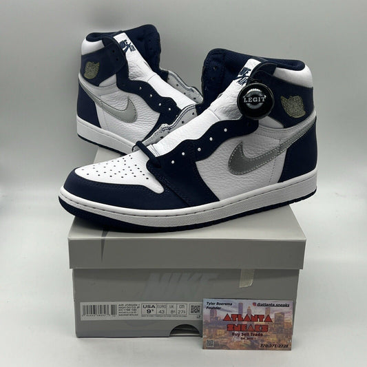 Size 9.5 - Jordan 1 Retro High CO.JP Midnight Navy Brand New Og All White Silver