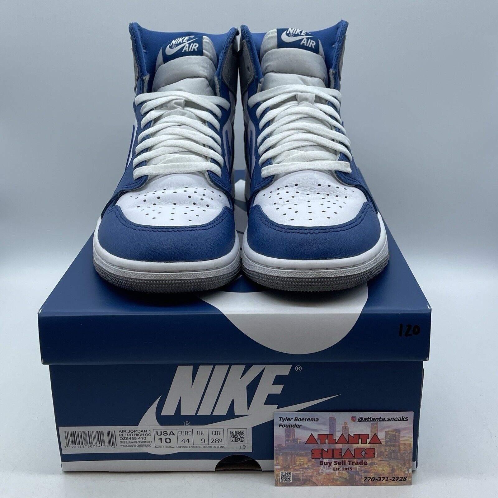Size 10 - Jordan 1 Retro OG High True Blue White Leather (DZ5485-410)