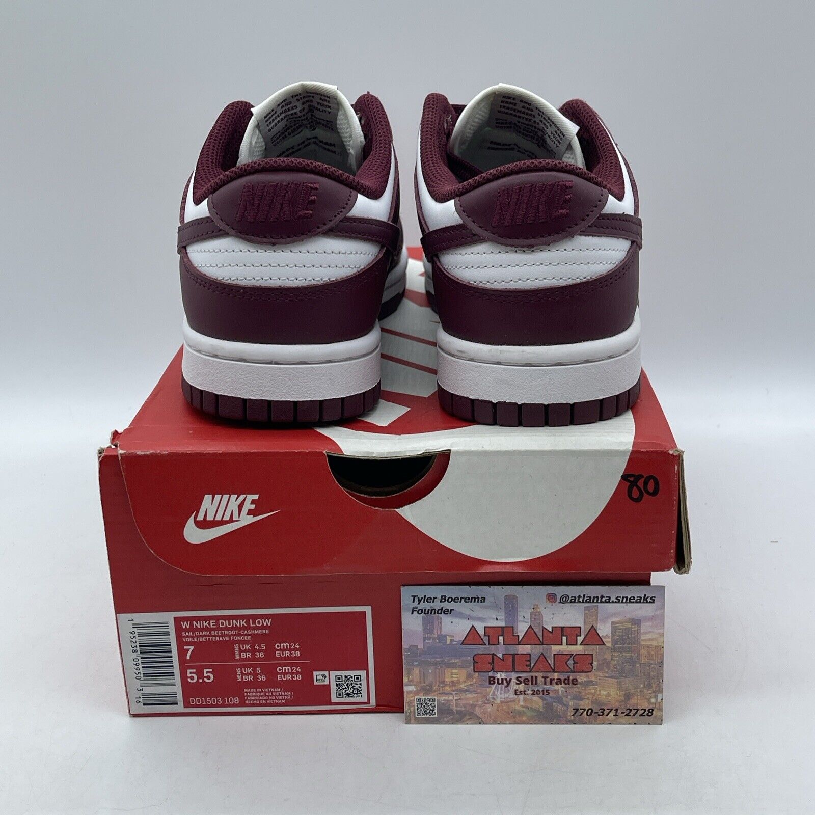 Size 7W - Nike Dunk Low Dark Beetroot  Burgundy White Leather (DD1503-108)