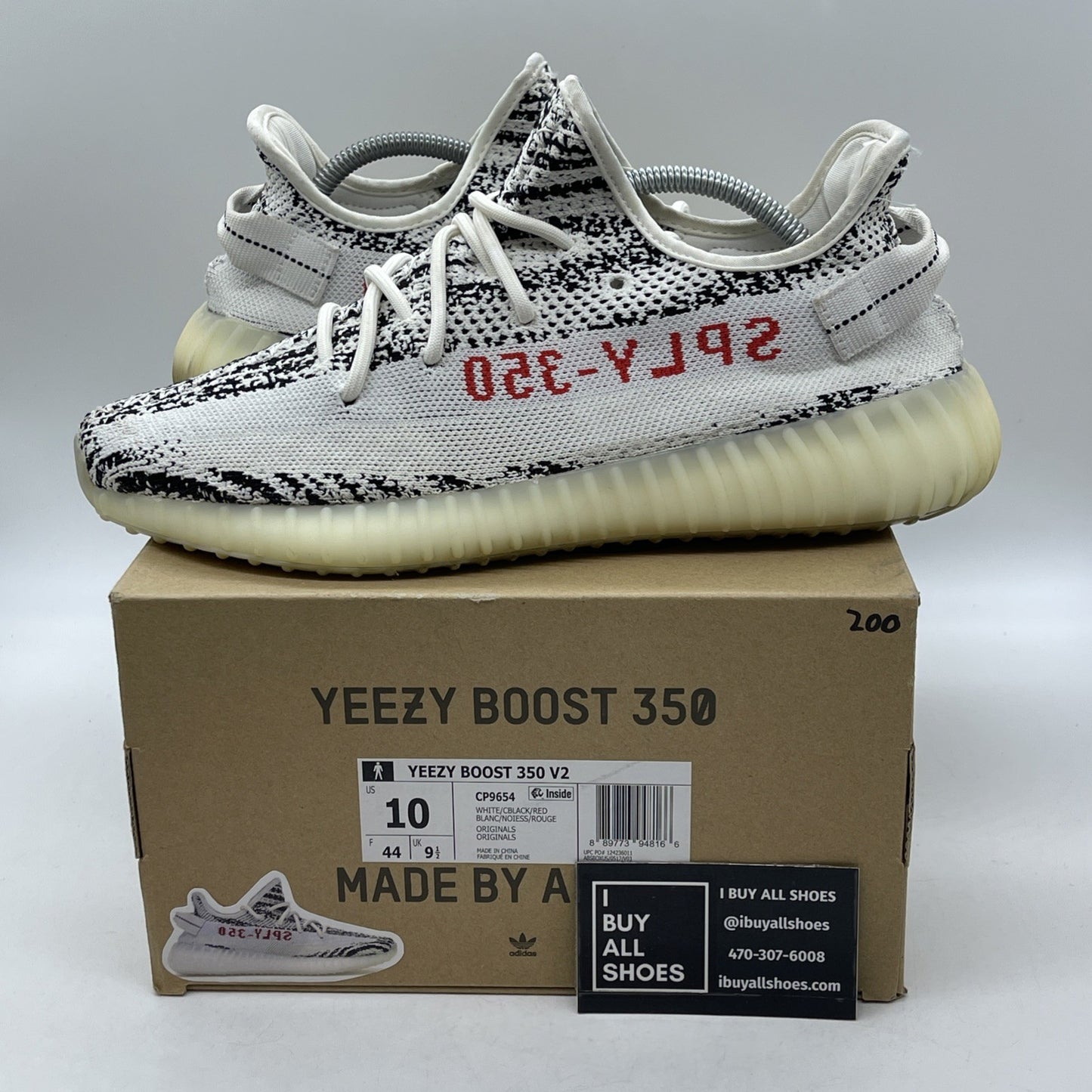 Size 10 - adidas Yeezy Boost 350 V2 Low Zebra White Black Suede (CP9654)