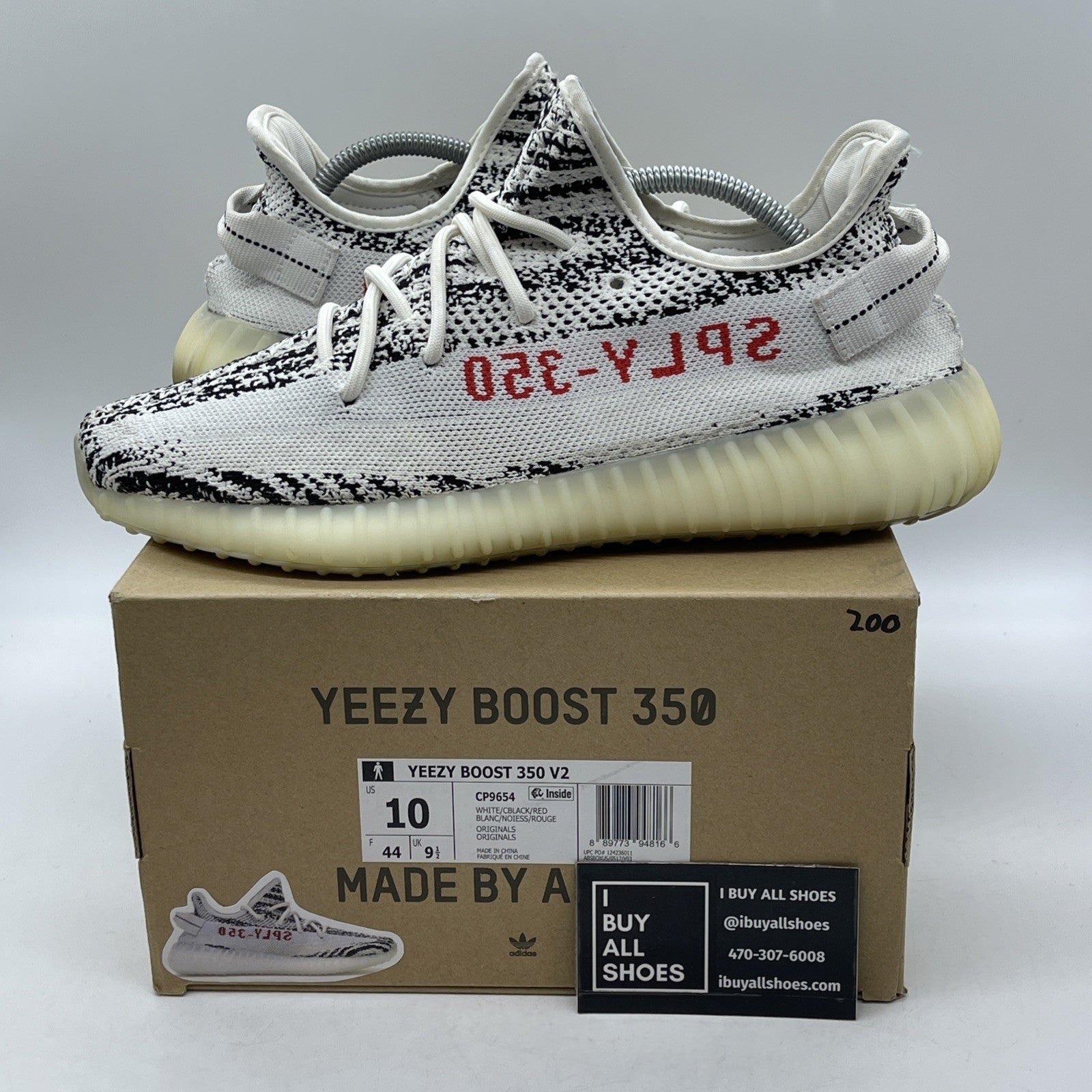 Size 10 - adidas Yeezy Boost 350 V2 Low Zebra White Black Suede (CP9654)
