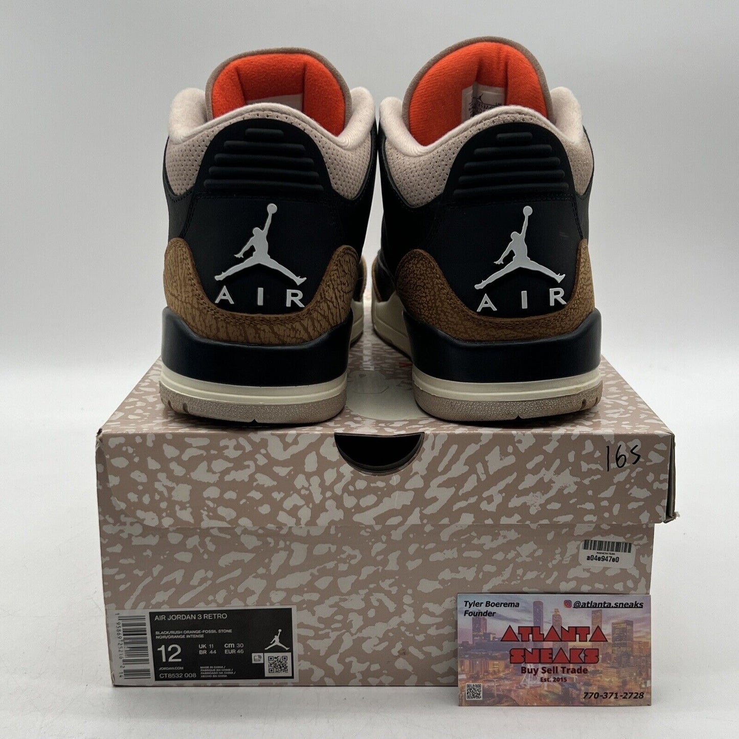Size 12 - Jordan 3 Retro Mid Desert Elephant Black Leather White (CT8532-008)