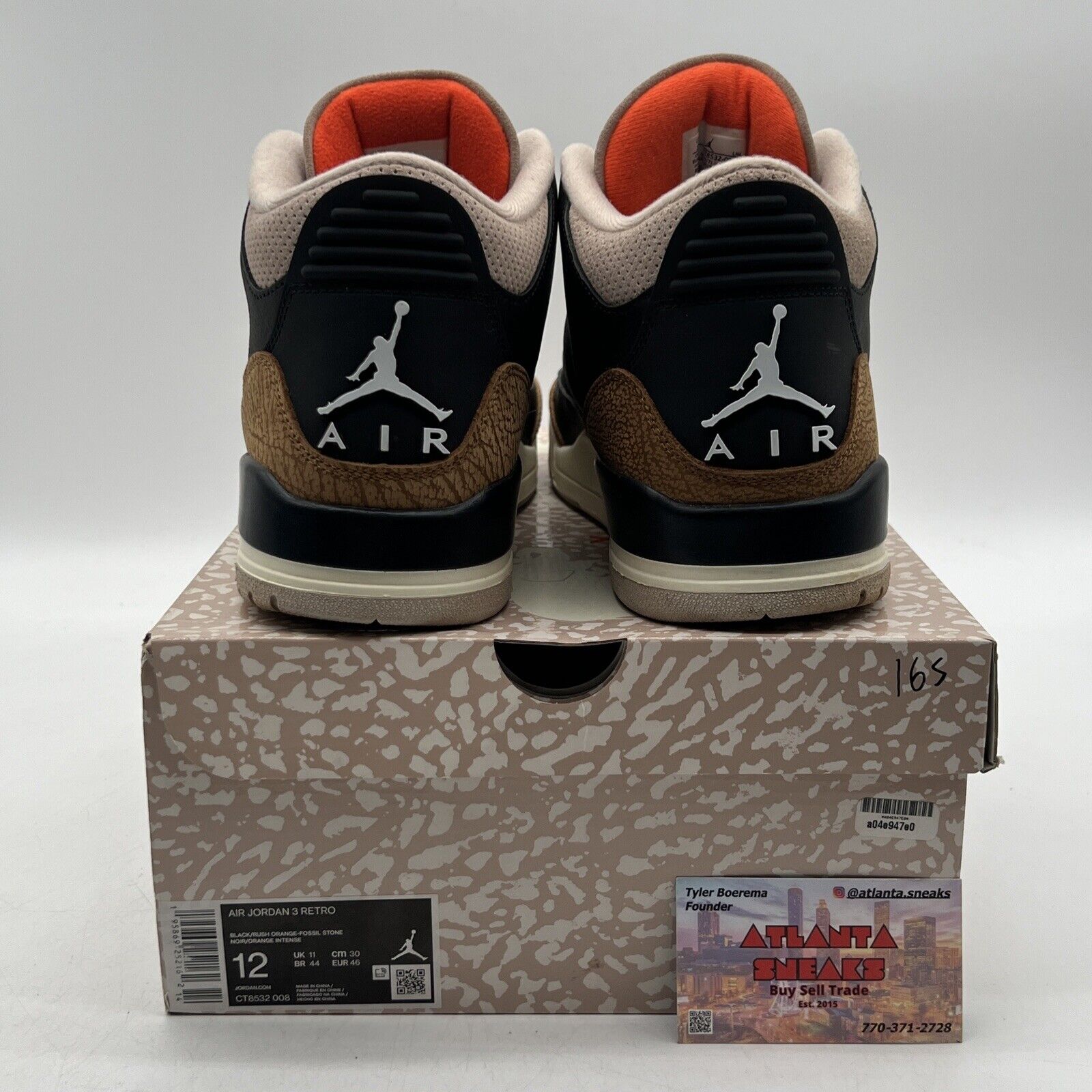 Size 12 - Jordan 3 Retro Mid Desert Elephant Black Leather White (CT8532-008)