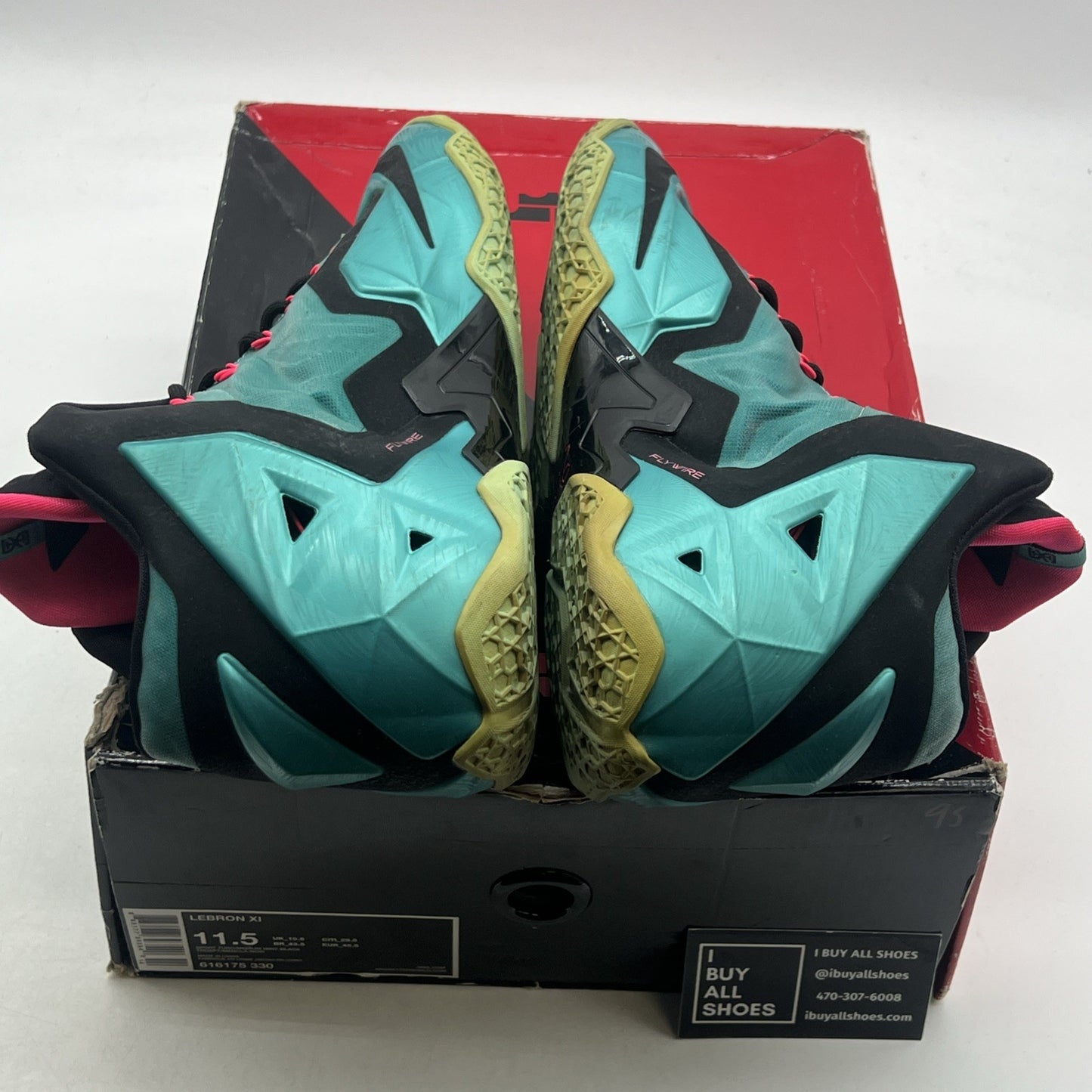 Size 11.5 - Nike LeBron 11 South Beach (616175-330)