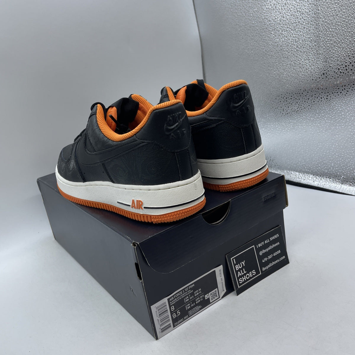 Size 8 - Air Force 1 ‘07 Halloween Black Orange White Leather (DC8891-001)