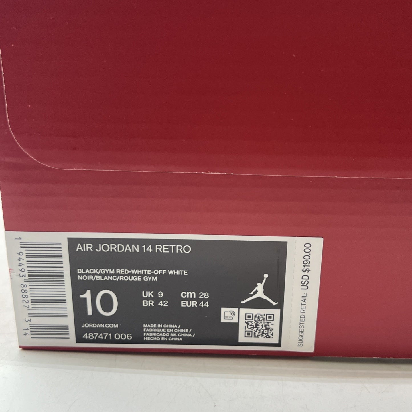 Size 10 - Air Jordan 14 Retro Gym Red (487471-006)