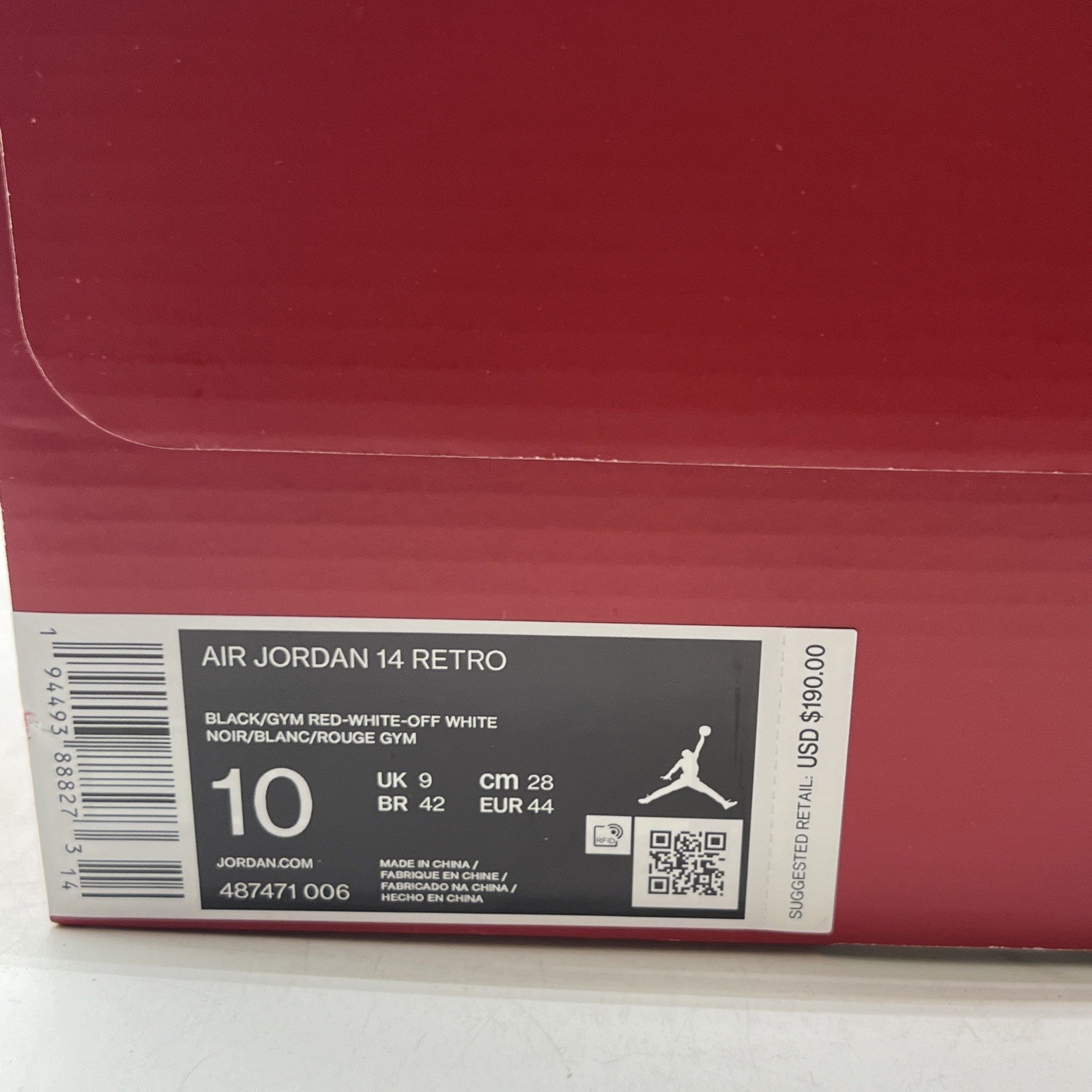 Size 10 - Air Jordan 14 Retro Gym Red (487471-006)