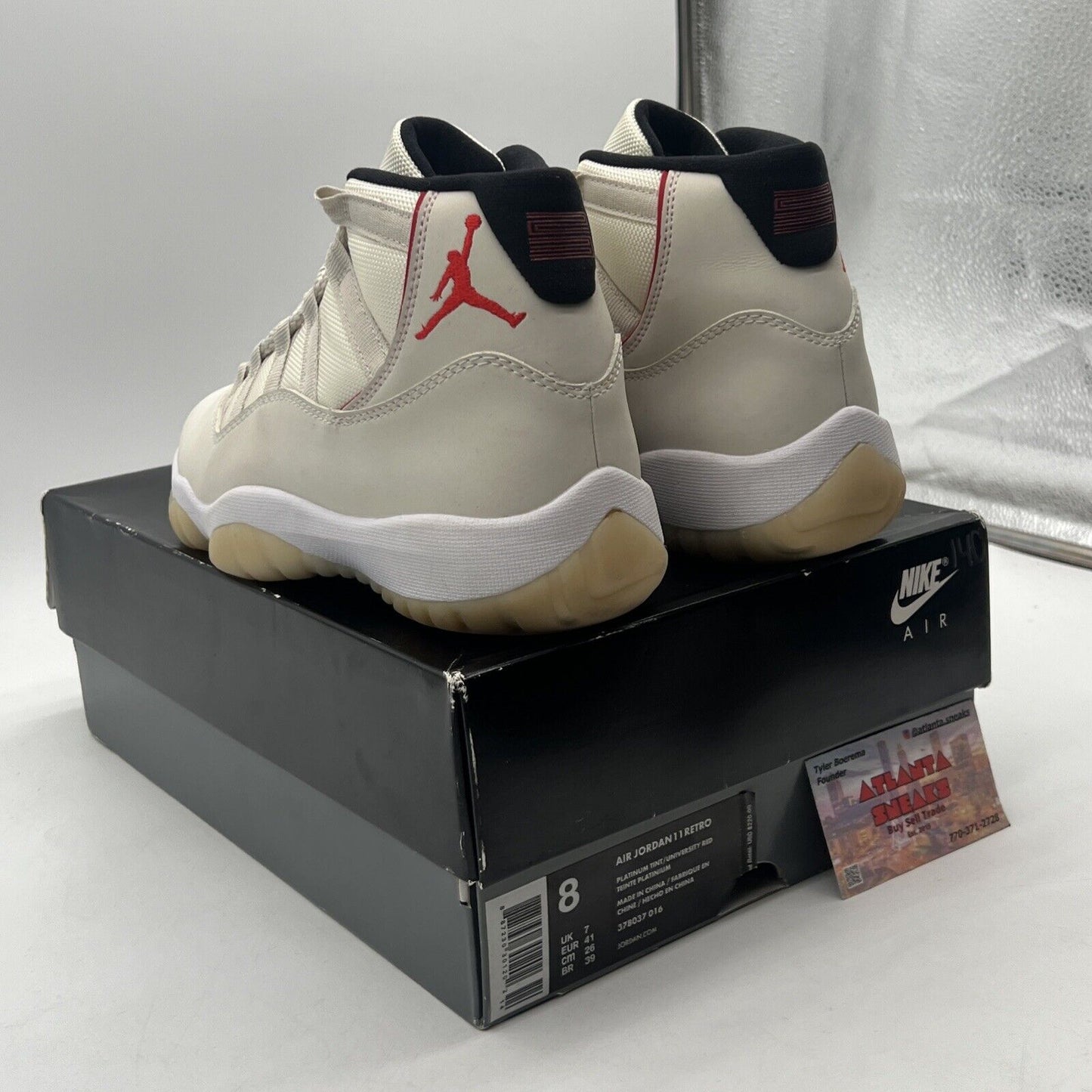 Size 8 - Air Jordan 11 Retro Platinum Tint White Red (378037-016)