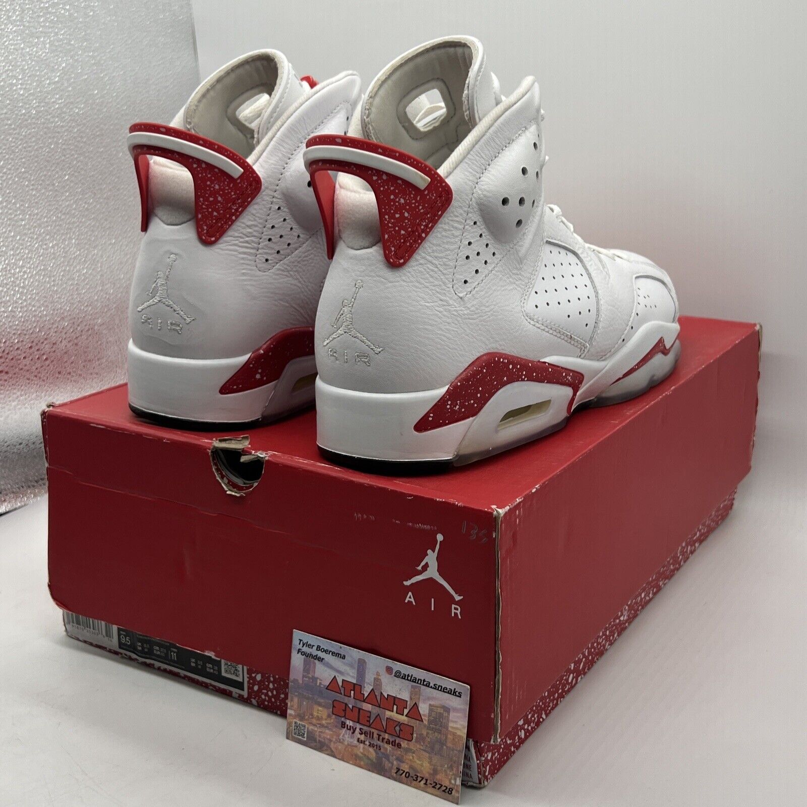 Size 9.5 - Jordan 6 White and University Red 2022 Leather (CT8529-162)