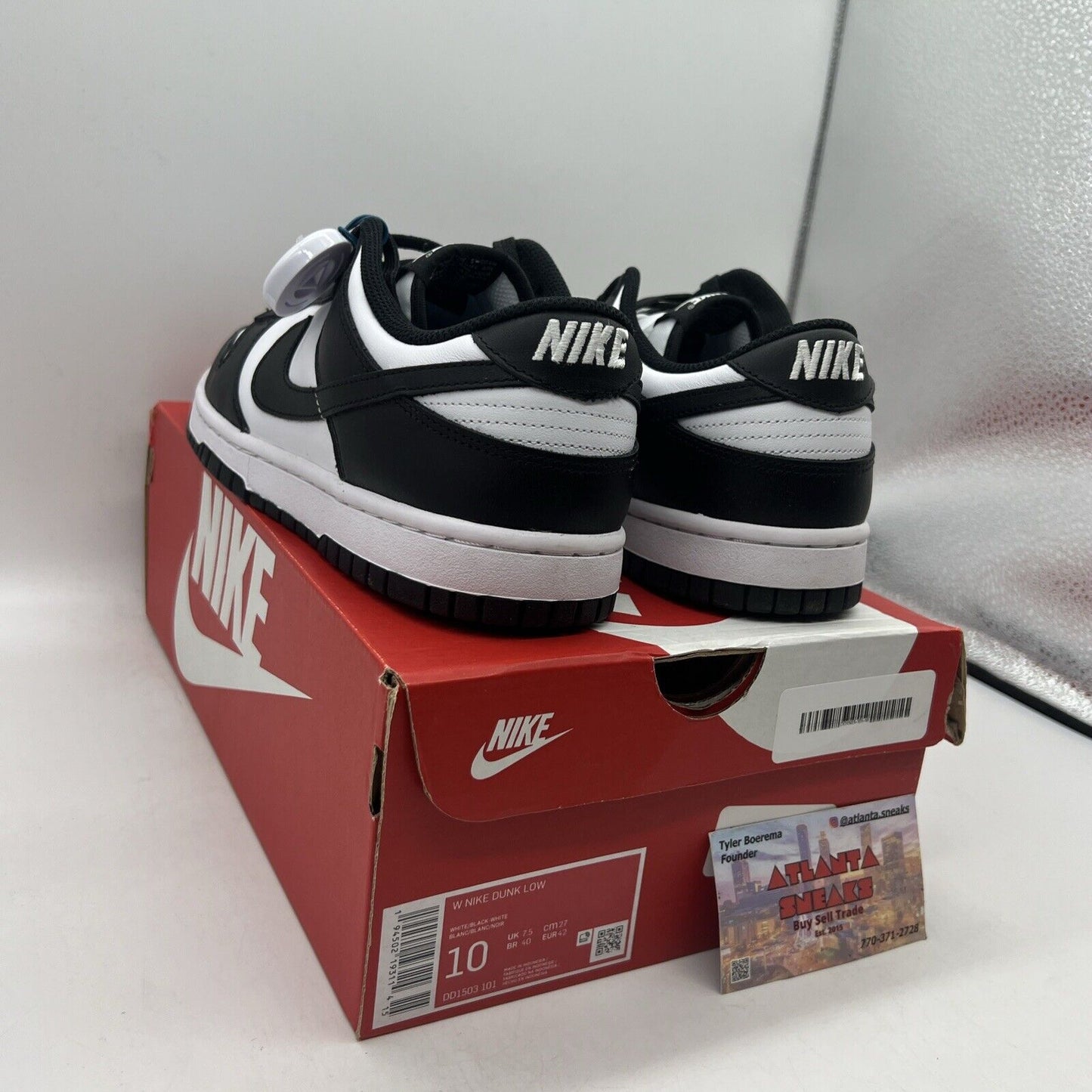 Size 10 - Nike Dunk Low Black White W Brand New Og All