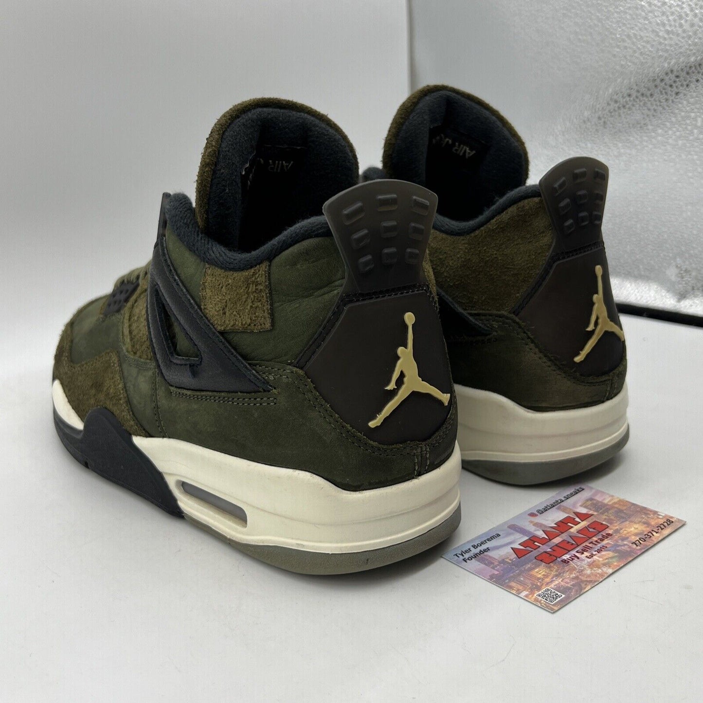 Size 10 - Jordan 4 SE Retro Low Craft - Olive Black White Suede (FB9927-200)