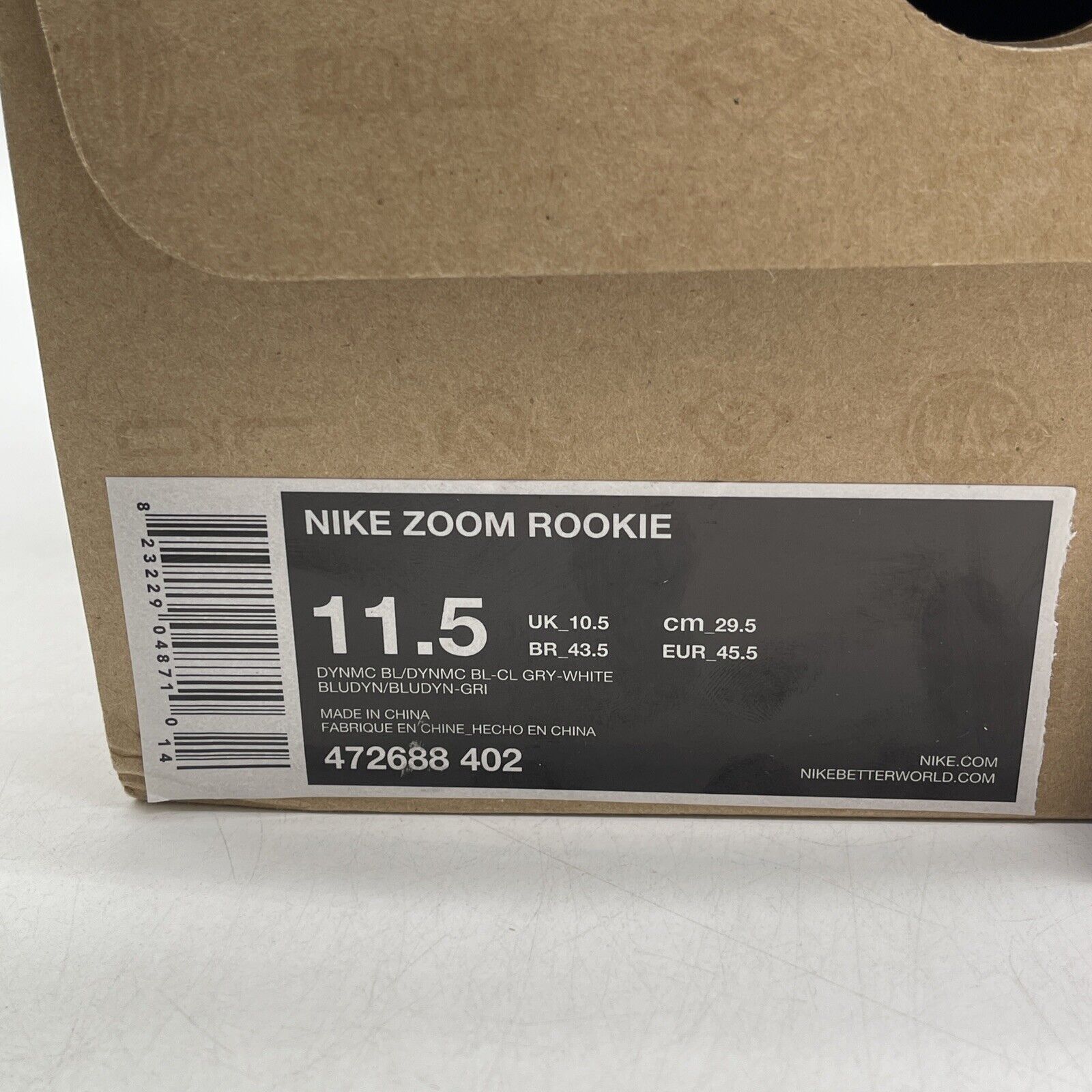 Size 11.5 - Nike Zoom Rookie Dynamic Blue Grey Black White (472688-402)