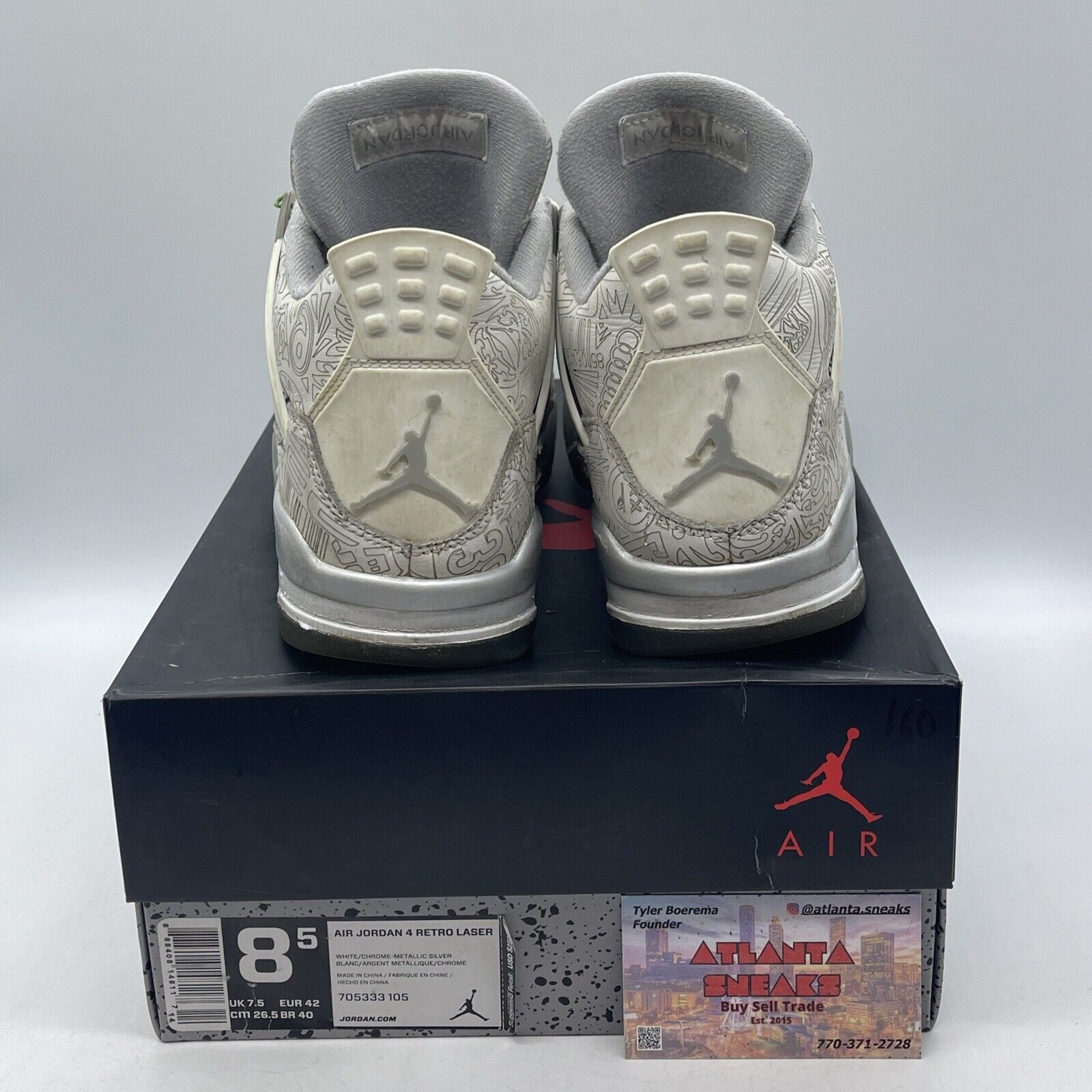 Size 8.5 - Air Jordan 4 Retro 30th Anniversary Laser Solver Leather (705333-105)